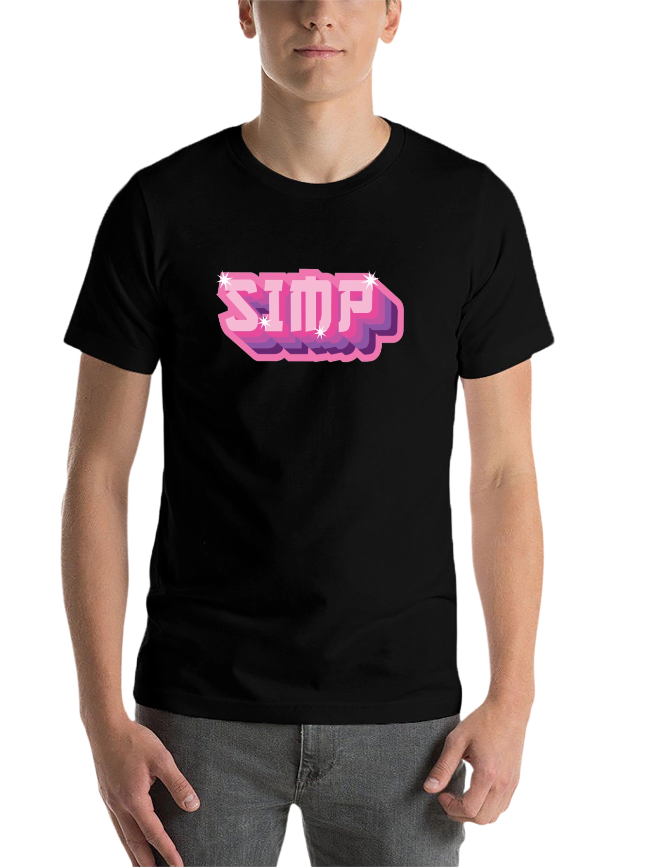 Black Simp Graphic T-Shirt - Black Cotton Blend view 7