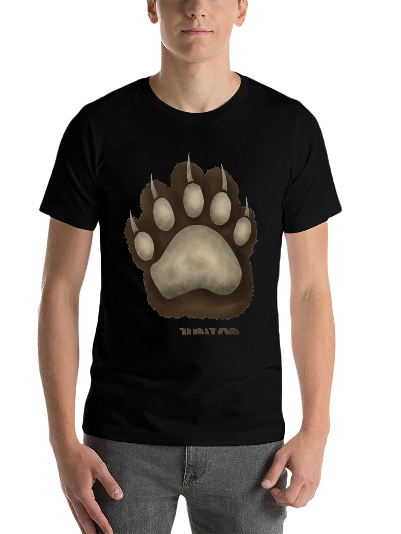 Black Bear Paw Print Graphic T-Shirt - Casual Wear view 7