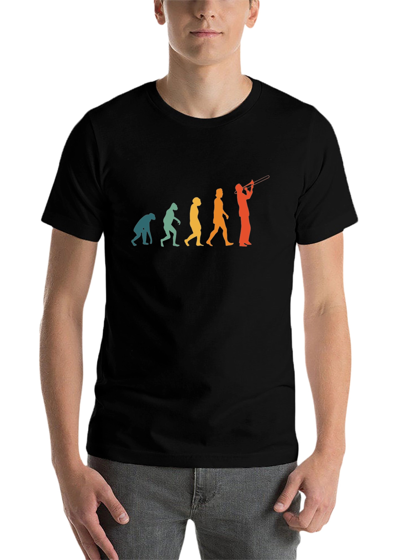 Black Evolution of Trombone Player T-Shirt view 7