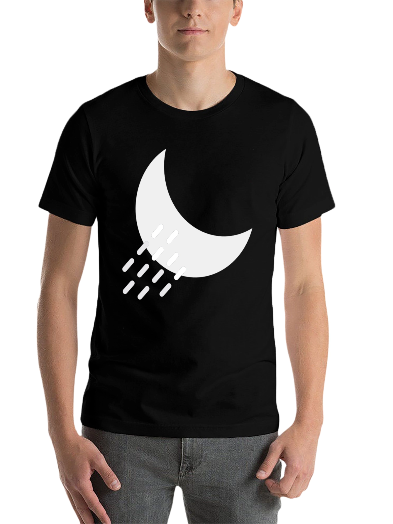 Black Night Rain Graphic Tee - Black Cotton Blend view 7