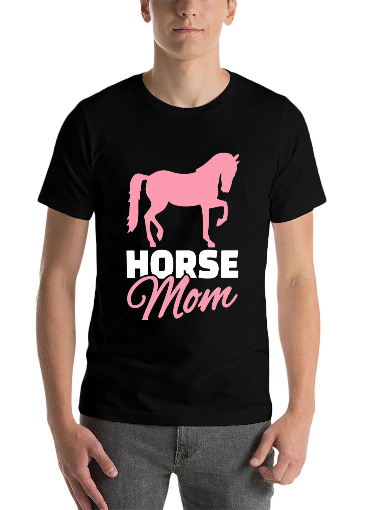 Black Horse Mom T-Shirt - Equestrian Gift view 7