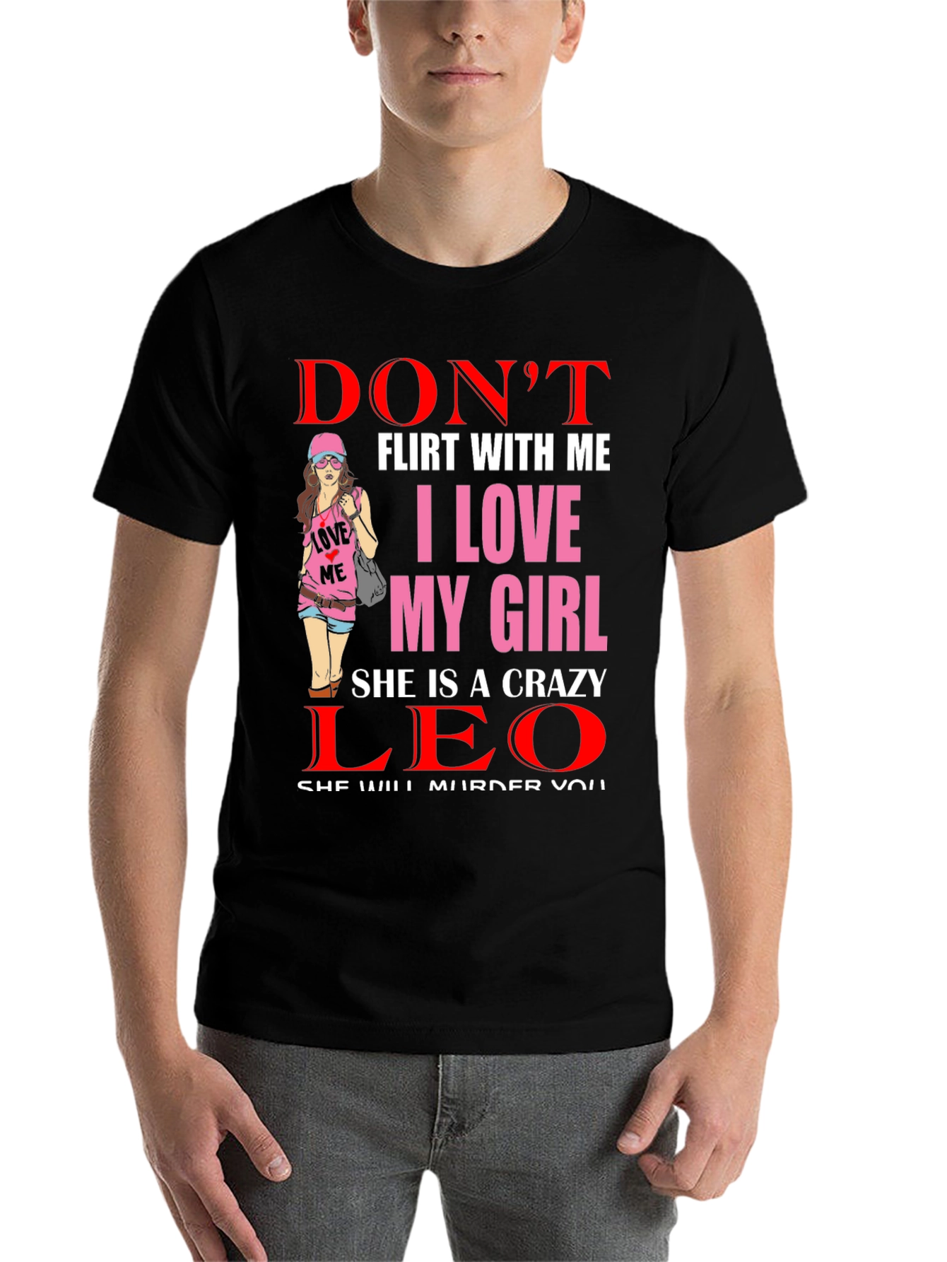 Black Crazy Leo Girl Graphic Tee view 7