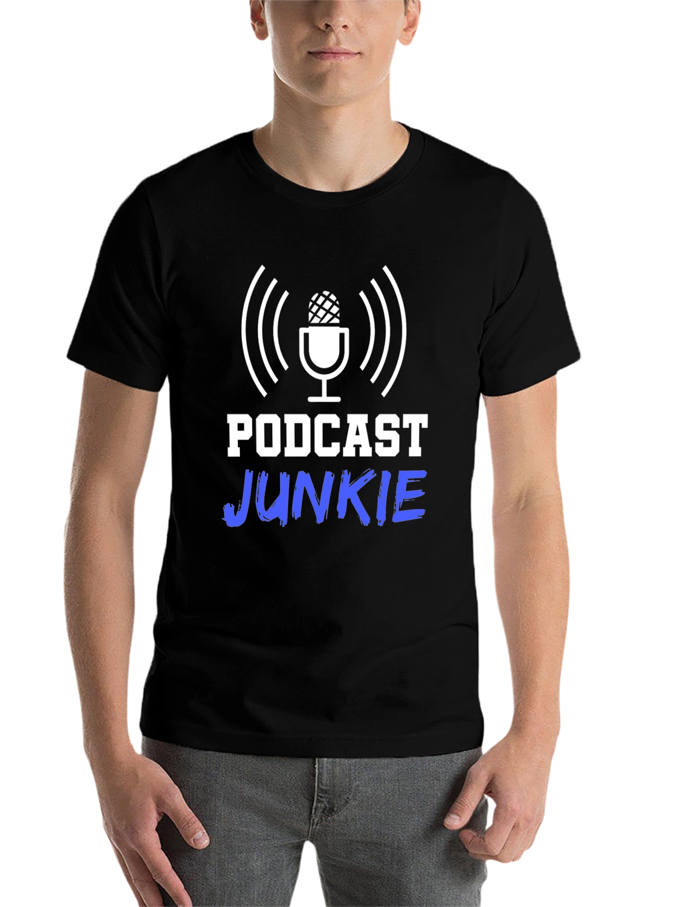 Black Podcast Junkie Black T-Shirt - Audio Lover view 7