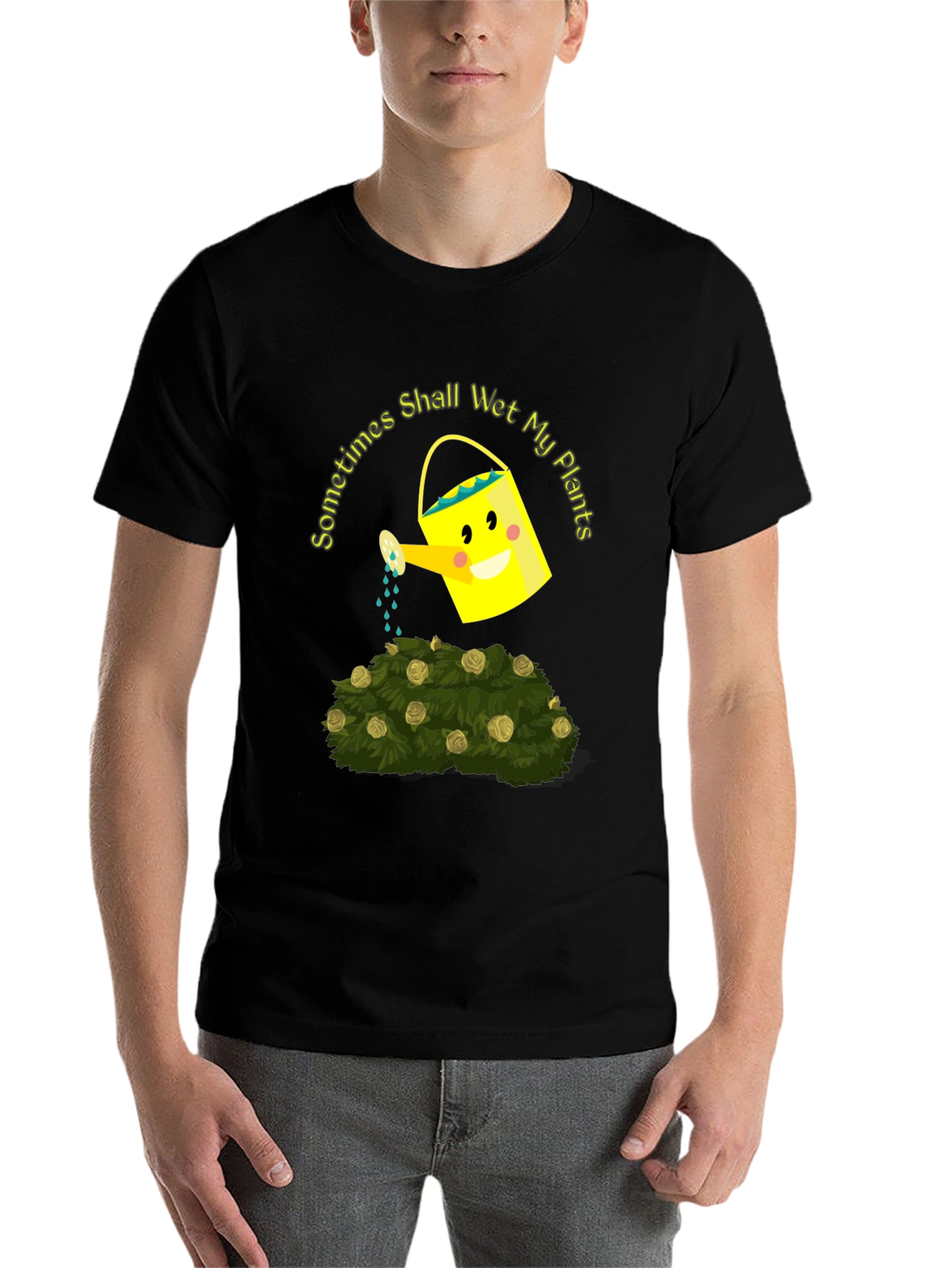 Black Funny Gardening T-Shirt - Sometimes I Shall Wet My Plants view 7