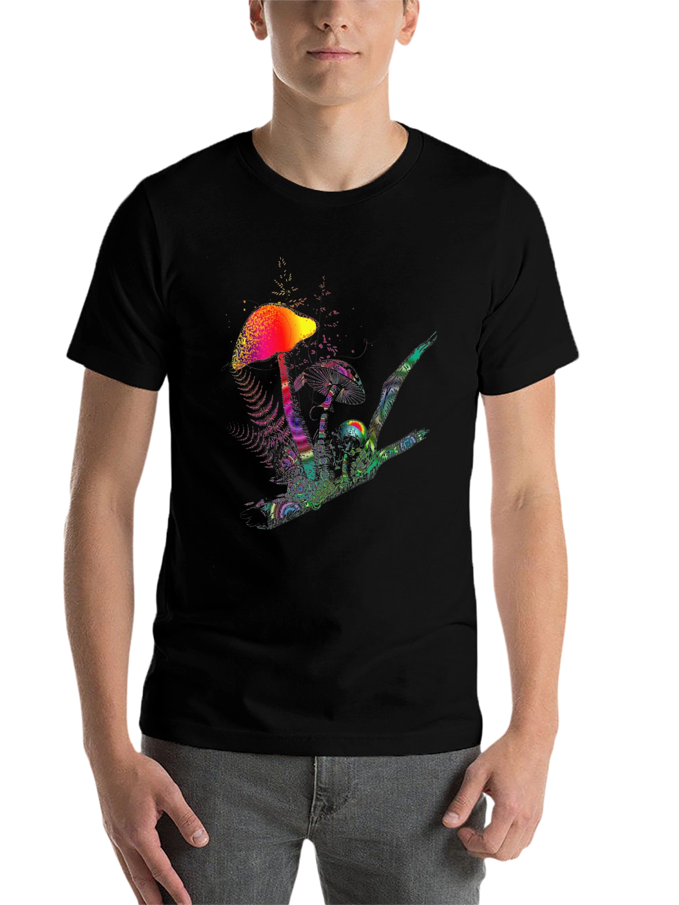 Black Psychedelic Mushroom Graphic T-Shirt view 7
