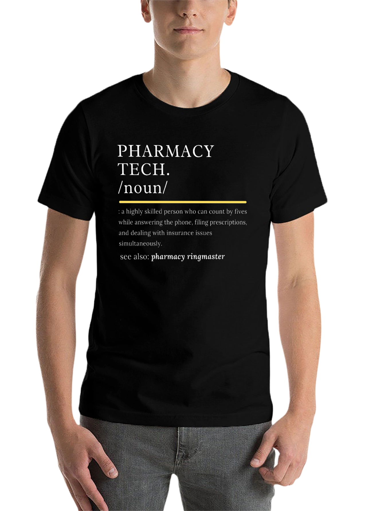Black Pharmacy Tech Definition T-Shirt view 7