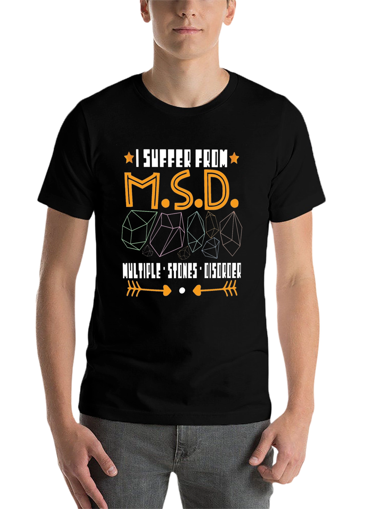 Black Multiple Stones Disorder Funny Graphic Tee view 7