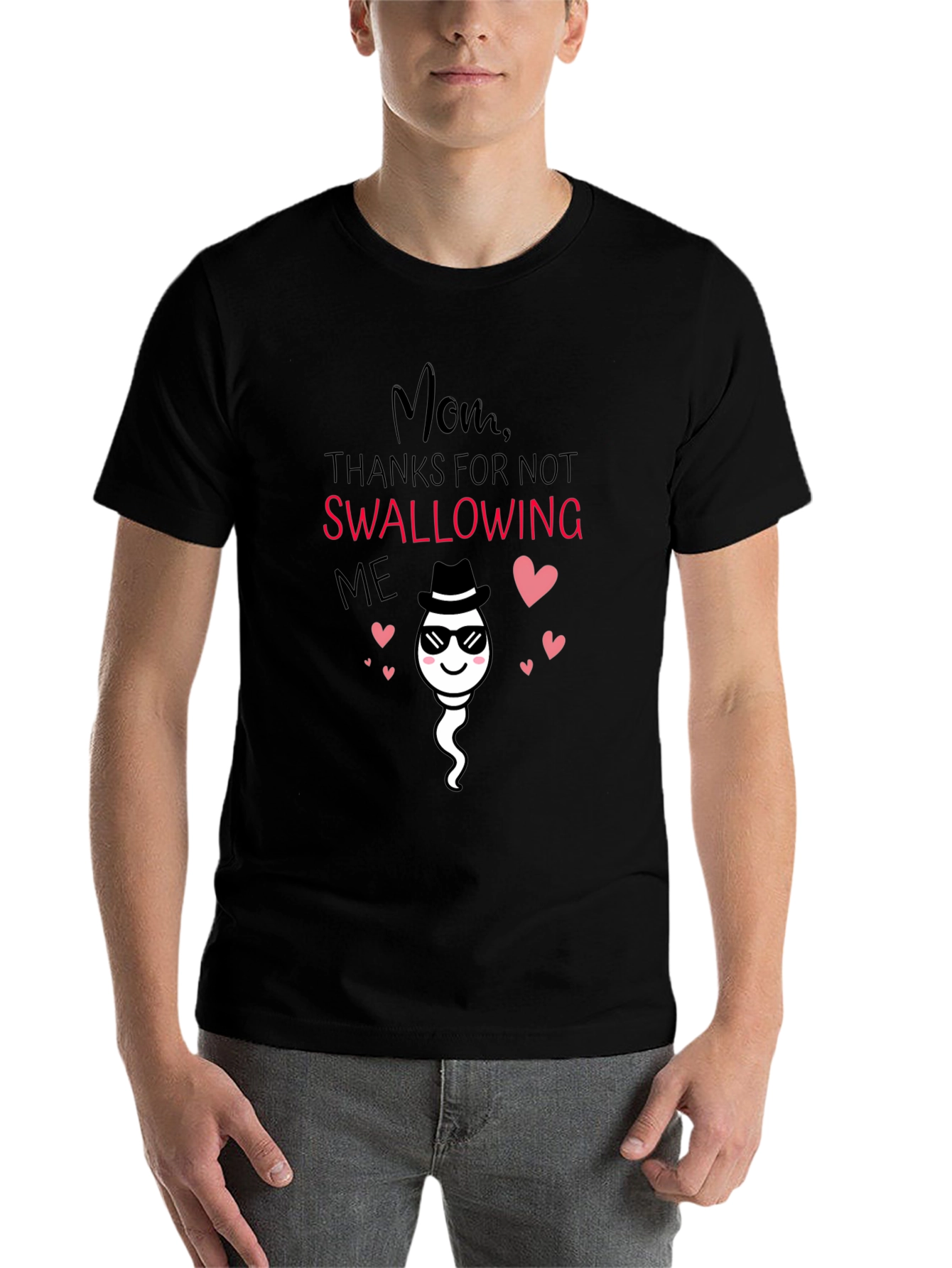Black Funny Mom Thanks for Not Swallowing Me T-Shirt view 7