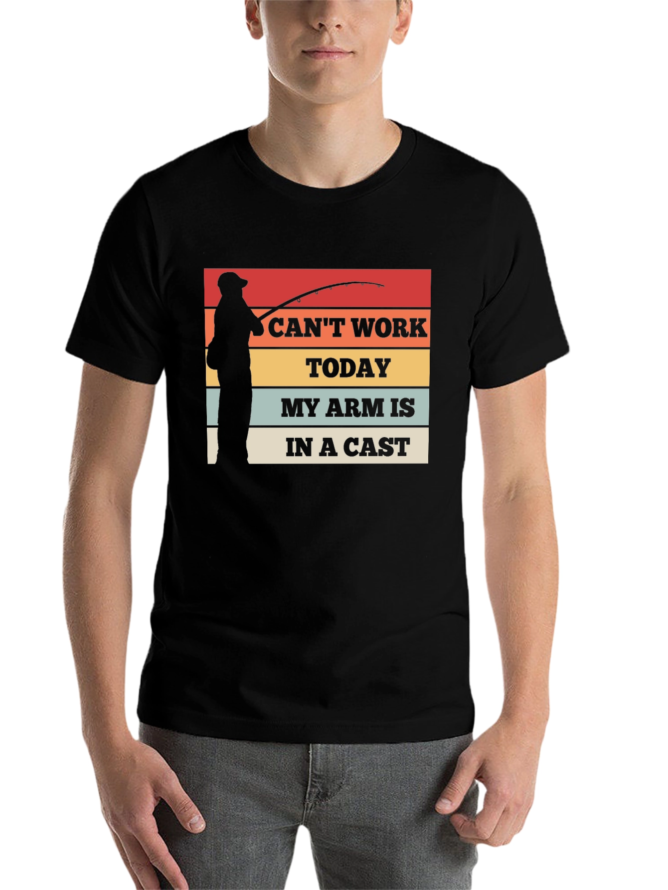 Black Funny Fishing T-Shirt: "I Can't Work Today" view 7