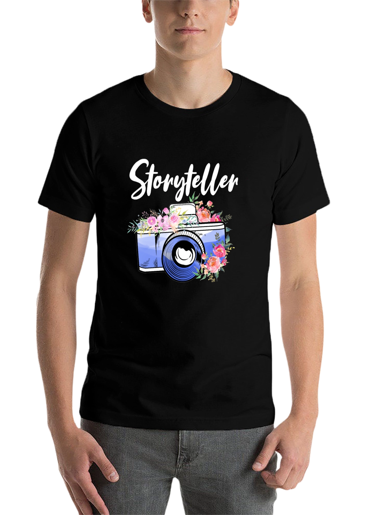 Black Storyteller Camera Floral T-Shirt view 7