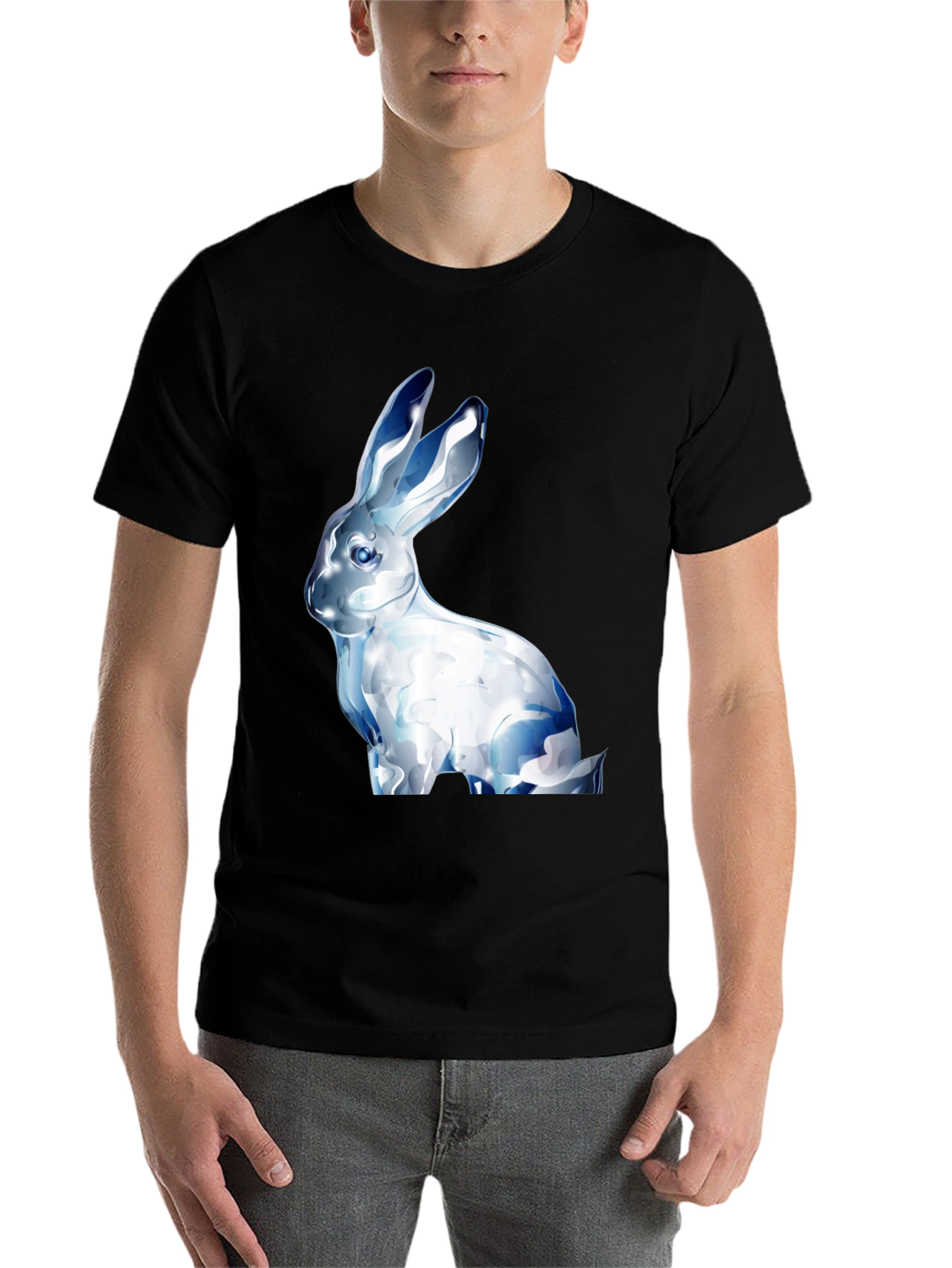Black Crystal Rabbit Graphic Black T-Shirt view 7