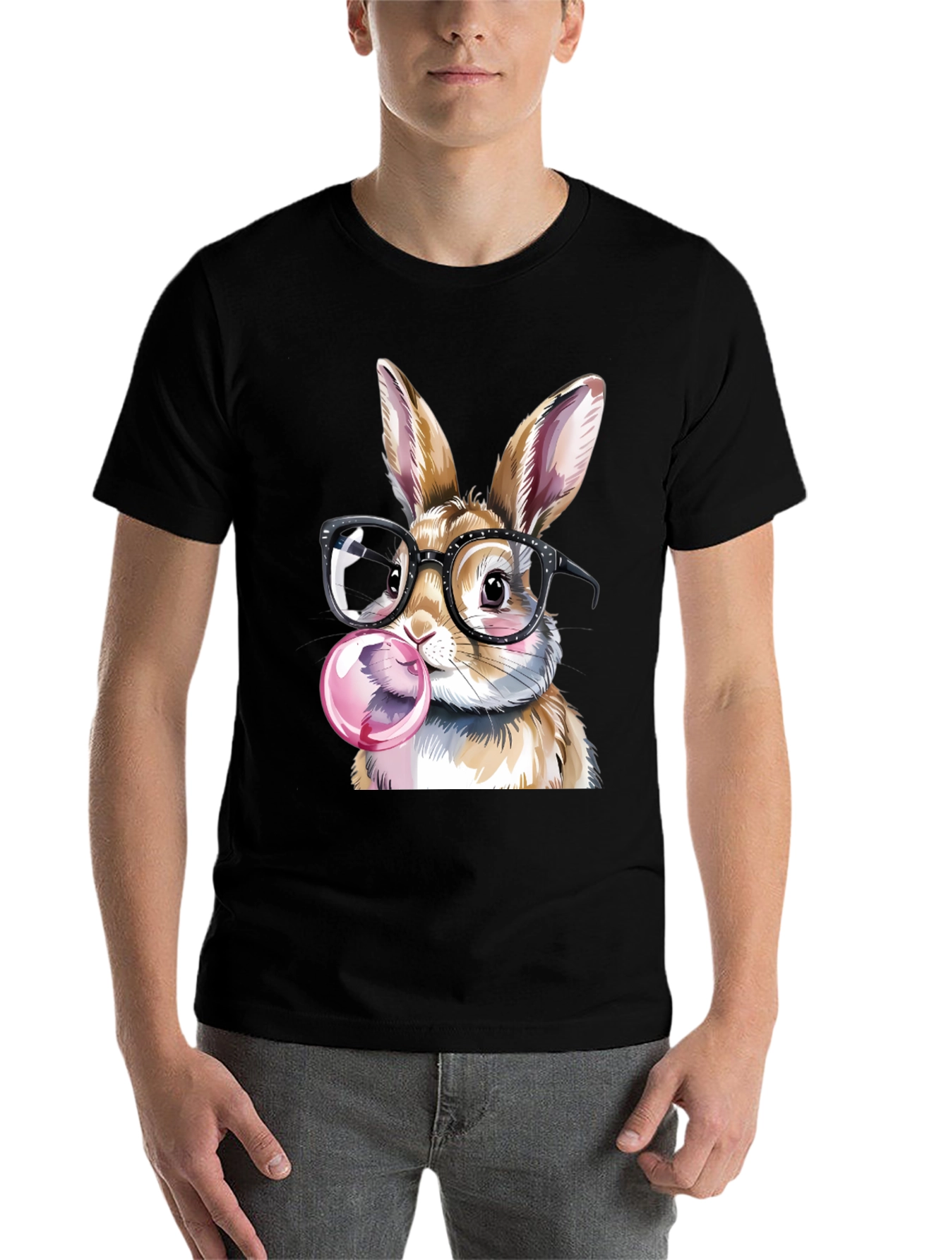 Black Rabbit with Glasses T-Shirt view 7