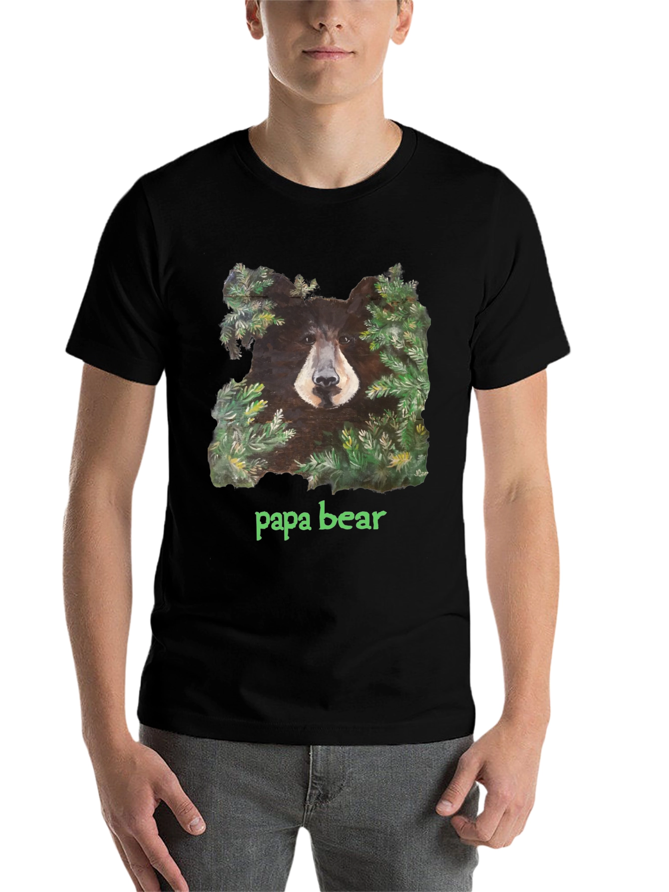 Black Papa Bear Black T-Shirt view 7