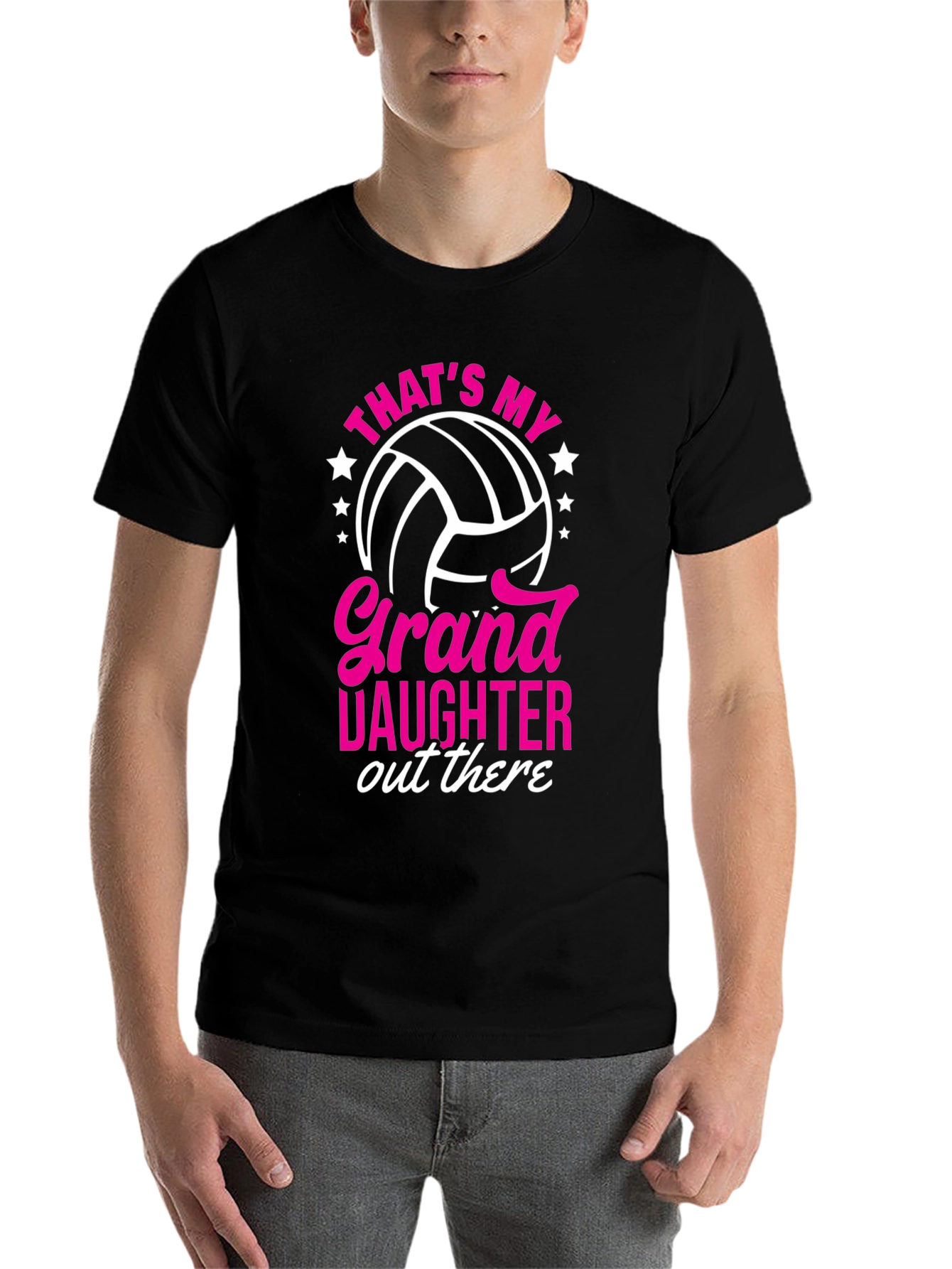 Black Granddaughter Volleyball Fan T-Shirt view 7
