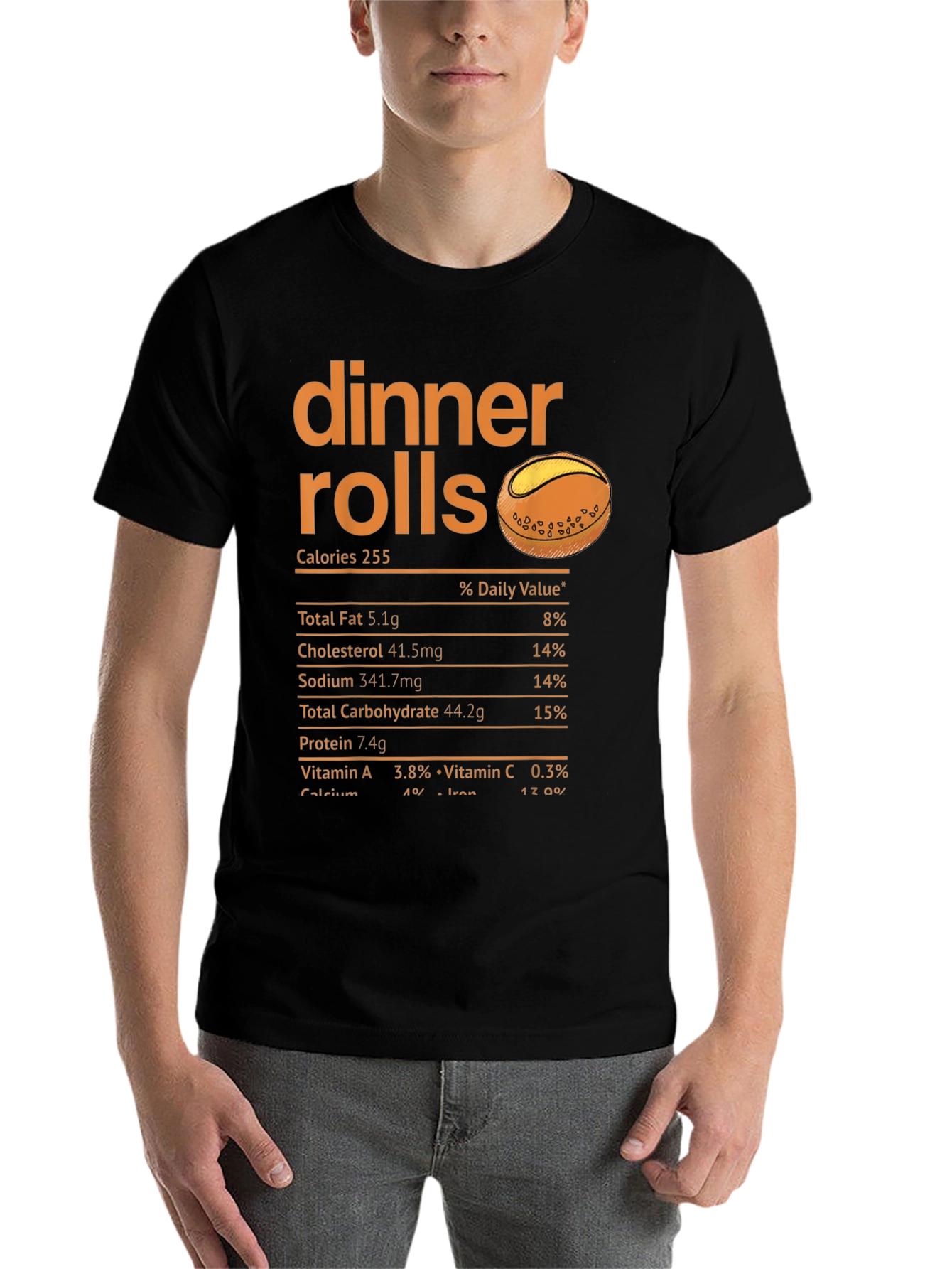 Black Dinner Rolls Nutrition Facts T-Shirt view 7