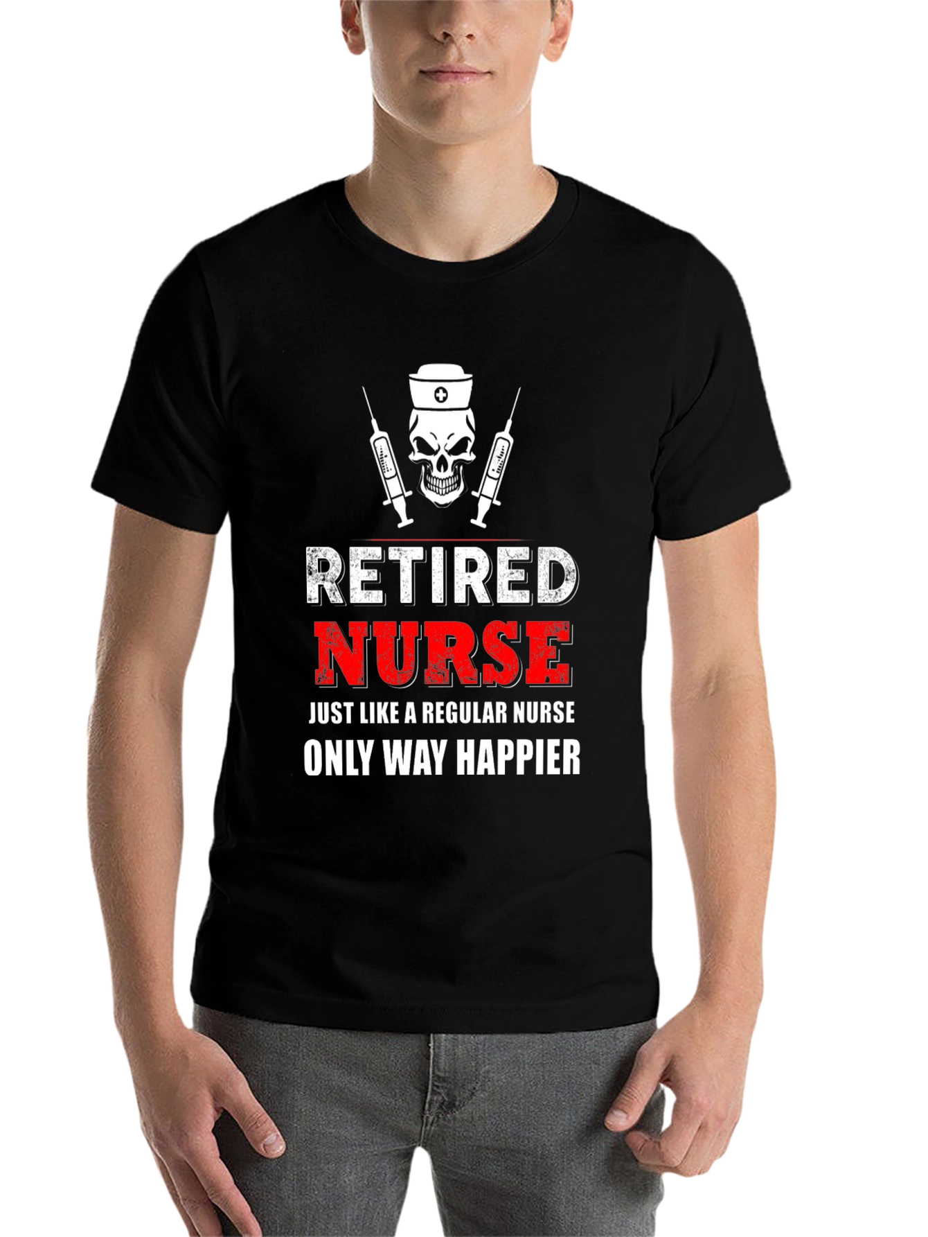 Black Retired Nurse T-Shirt - Funny Nursing Gift view 7
