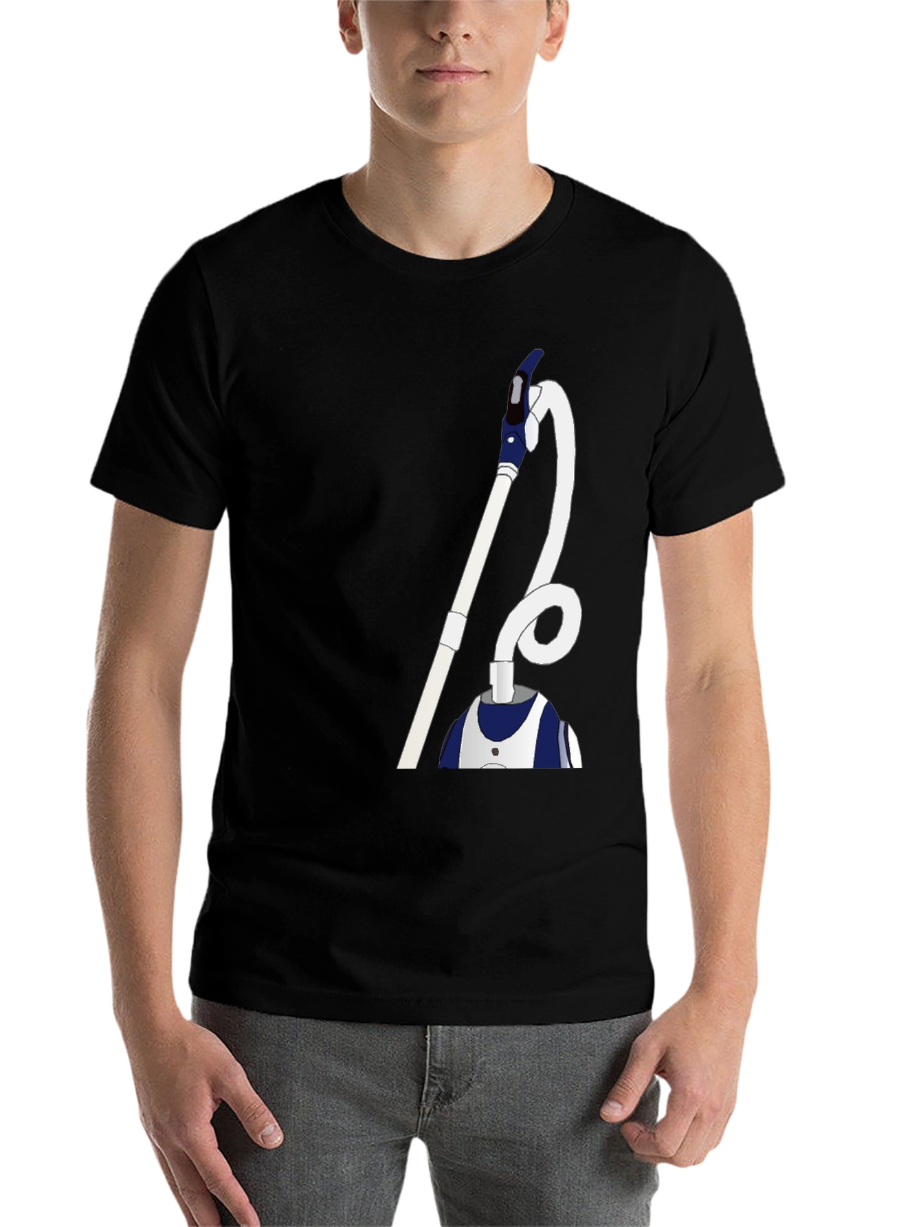 Black Novelty Vacuum Cleaner Graphic T-Shirt view 7