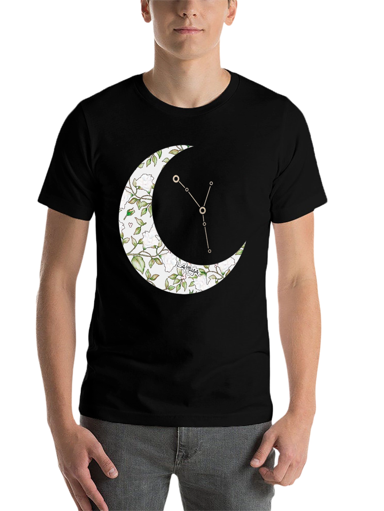 Black Crescent Moon Taurus Zodiac T-Shirt view 7