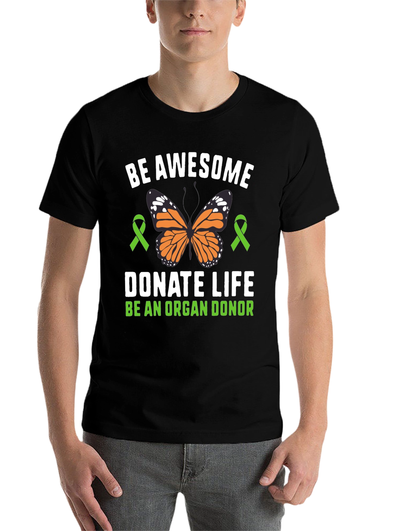 Black Be Awesome Donate Life T-Shirt Organ Donor Awareness view 7