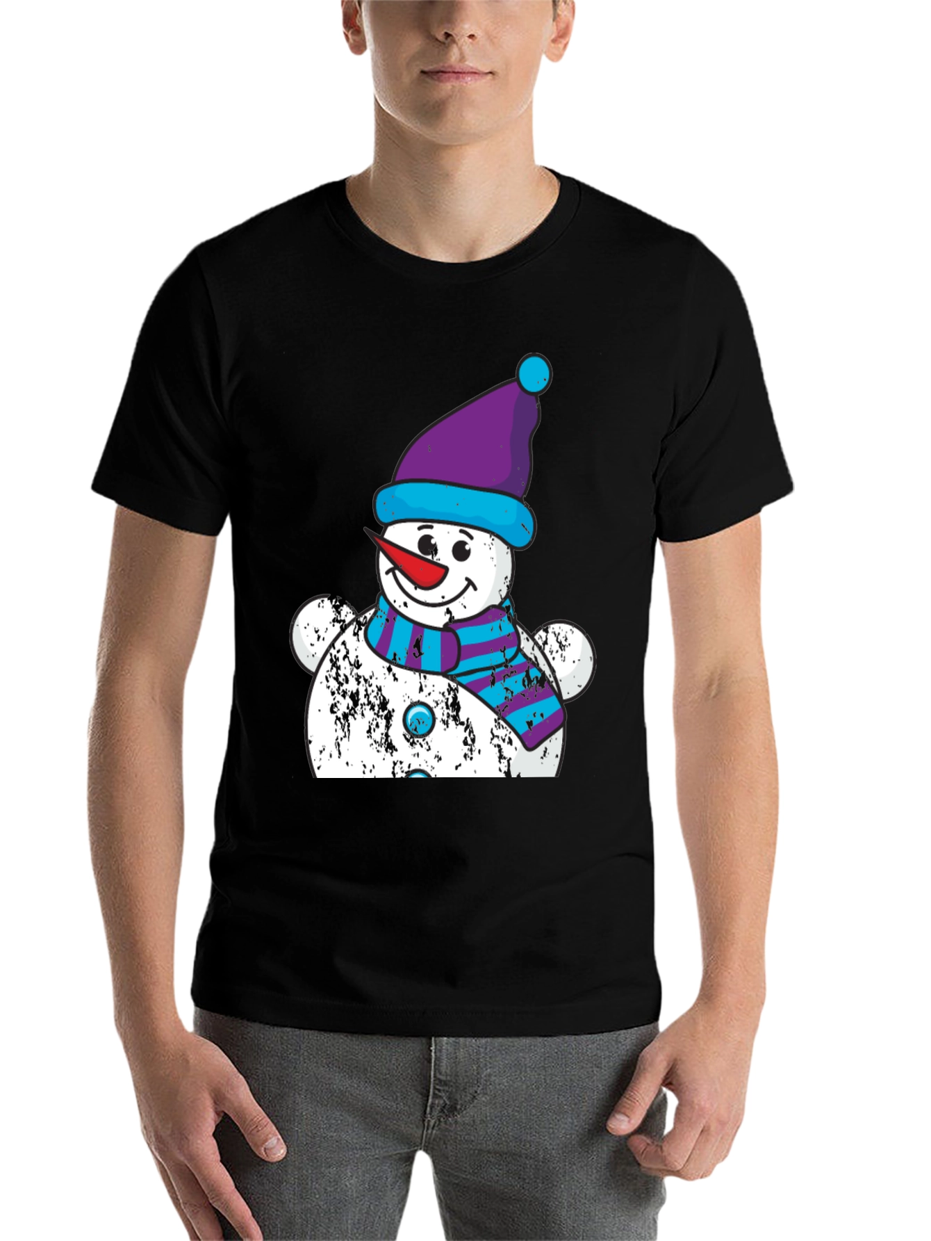 Black Festive Snowman Graphic Tee - Holiday Cheer view 7