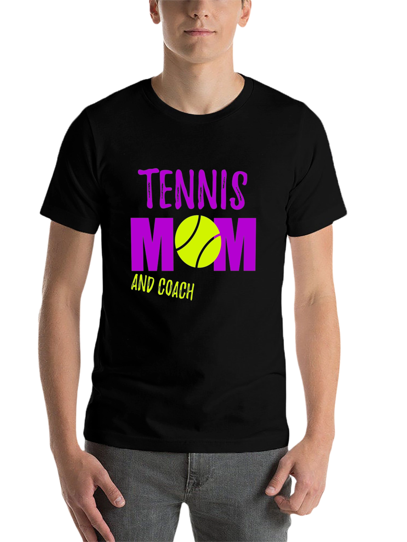 Black Tennis Mom and Coach Black Graphic T-Shirt view 7