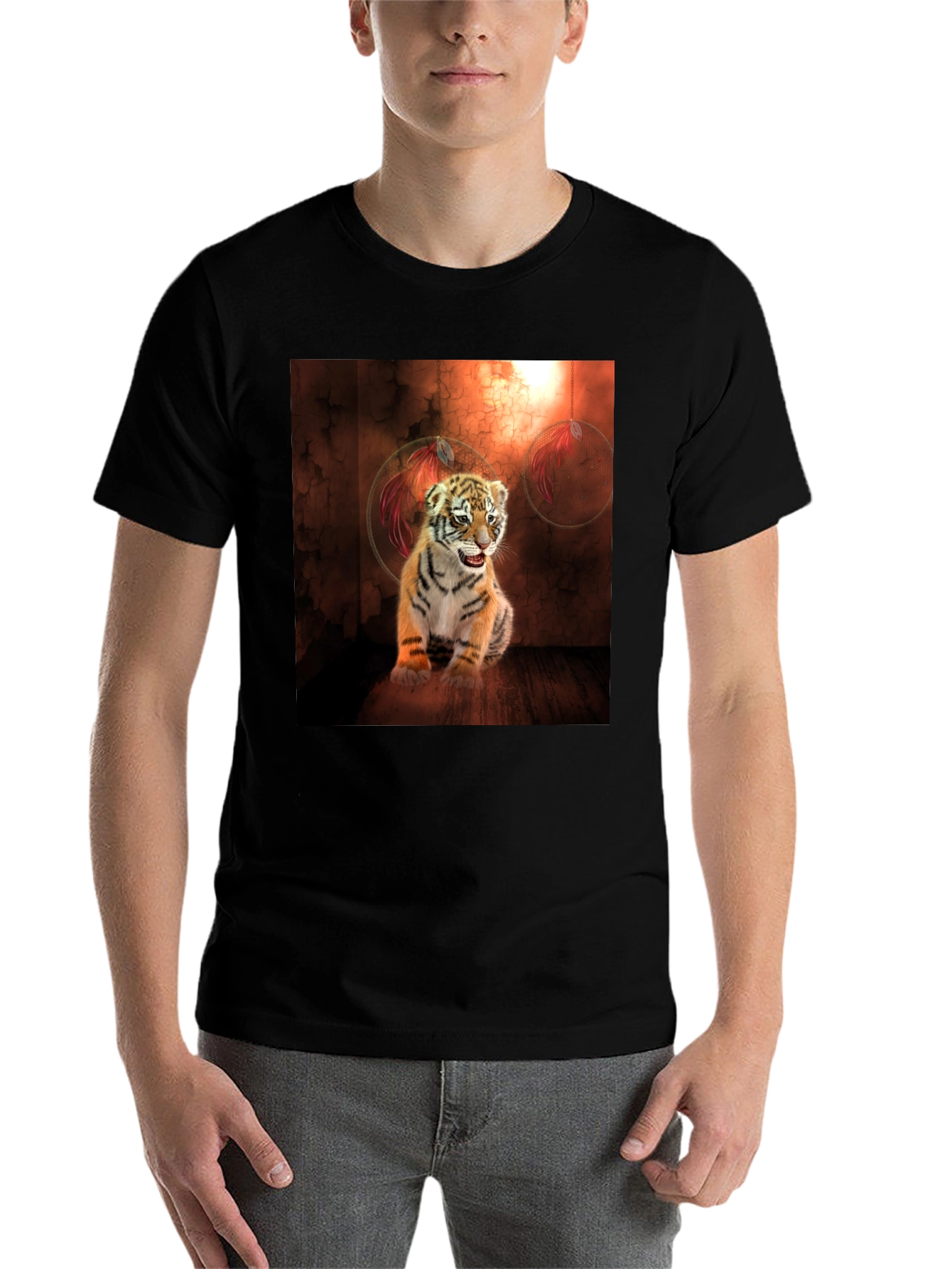 Black Tiger Cub Graphic Tee - Black Cotton Blend view 7