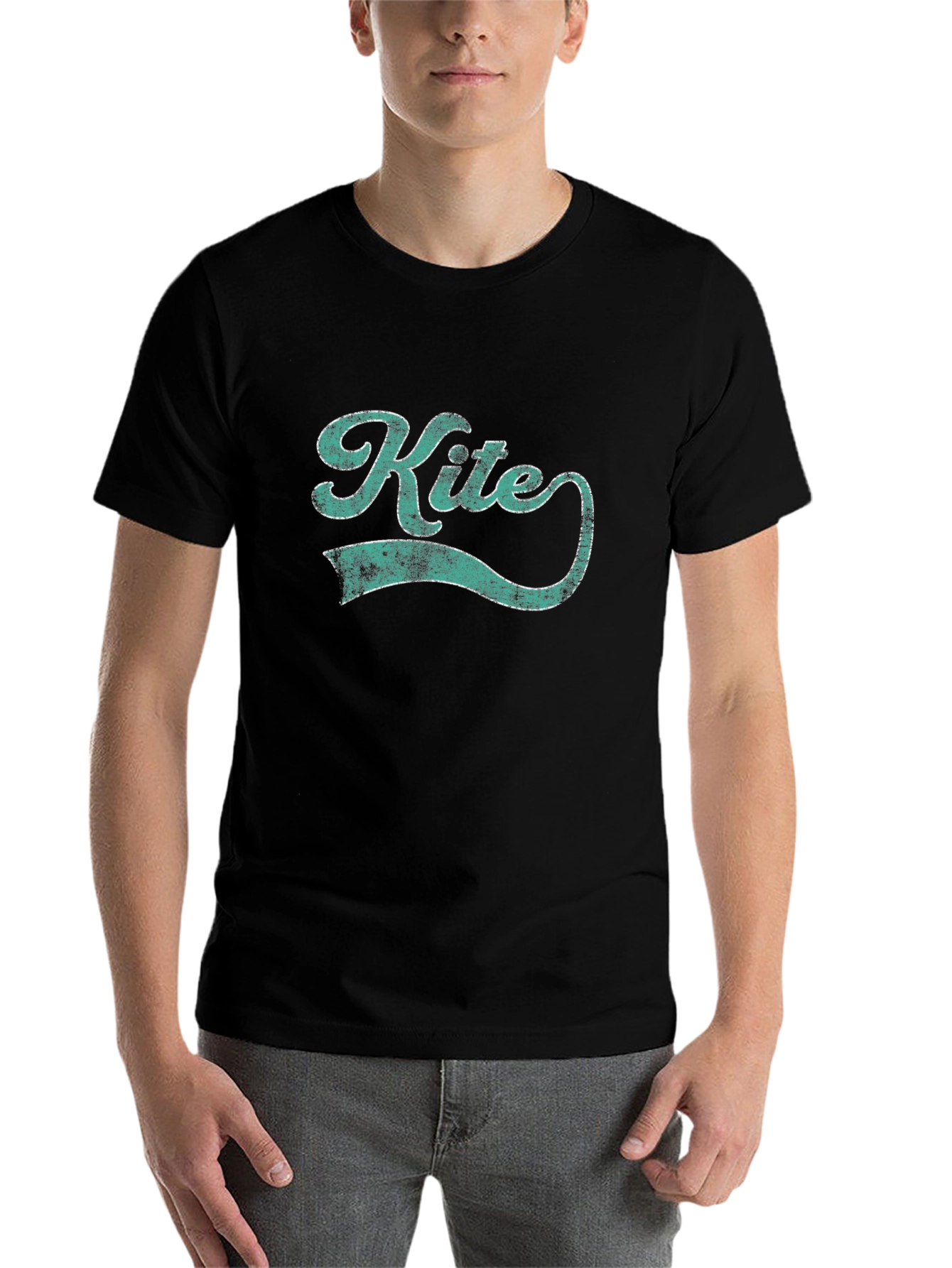 Black Retro Kite Graphic Tee - Vintage Style Black T-Shirt view 7