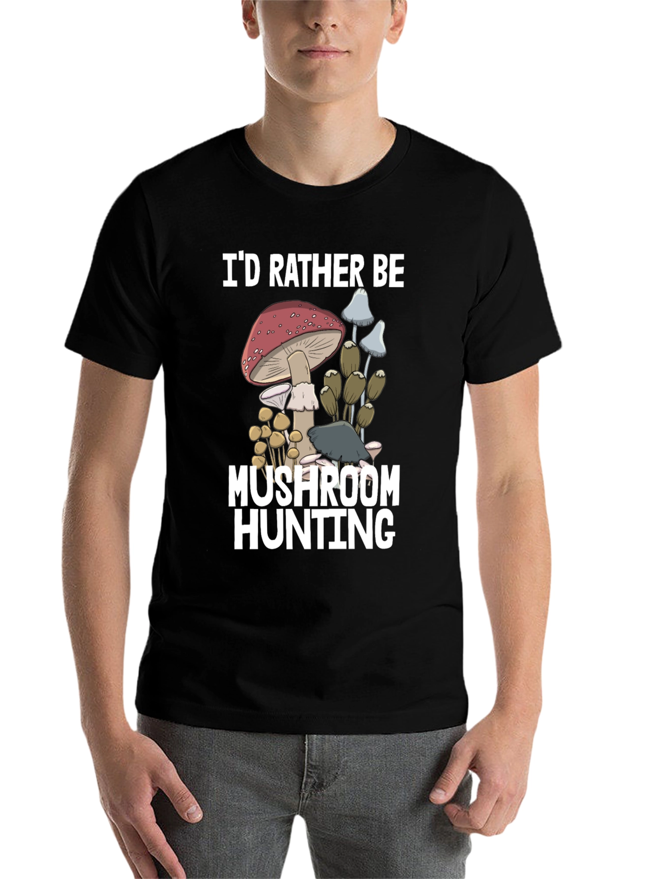 Black Mushroom Hunting Graphic Tee view 7