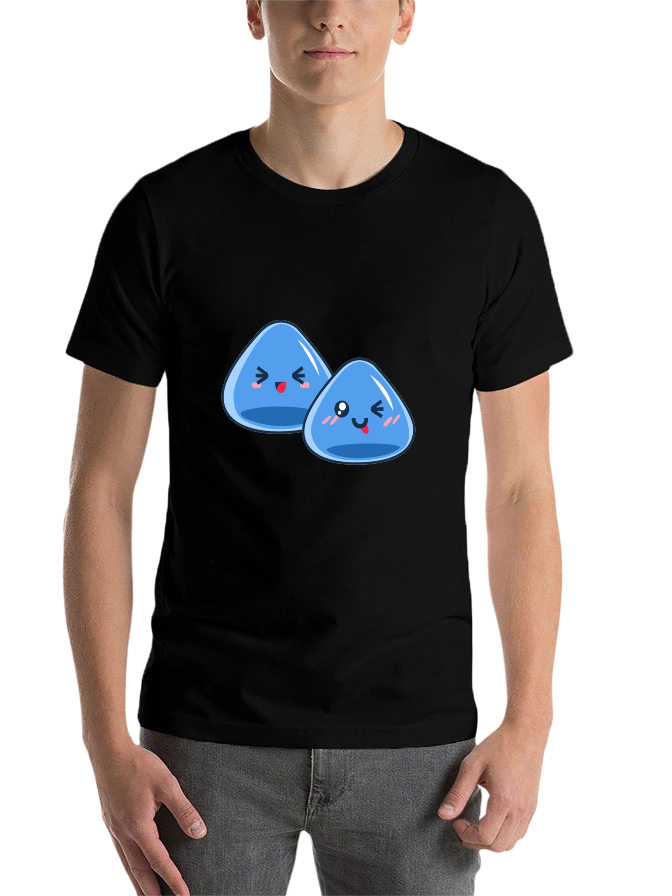 Black Cute Slime Duo Graphic T-Shirt view 7