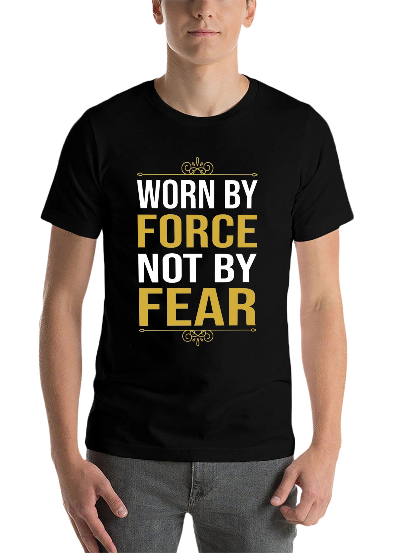 Black Worn By Force T-Shirt - Motivational Graphic Tee view 7