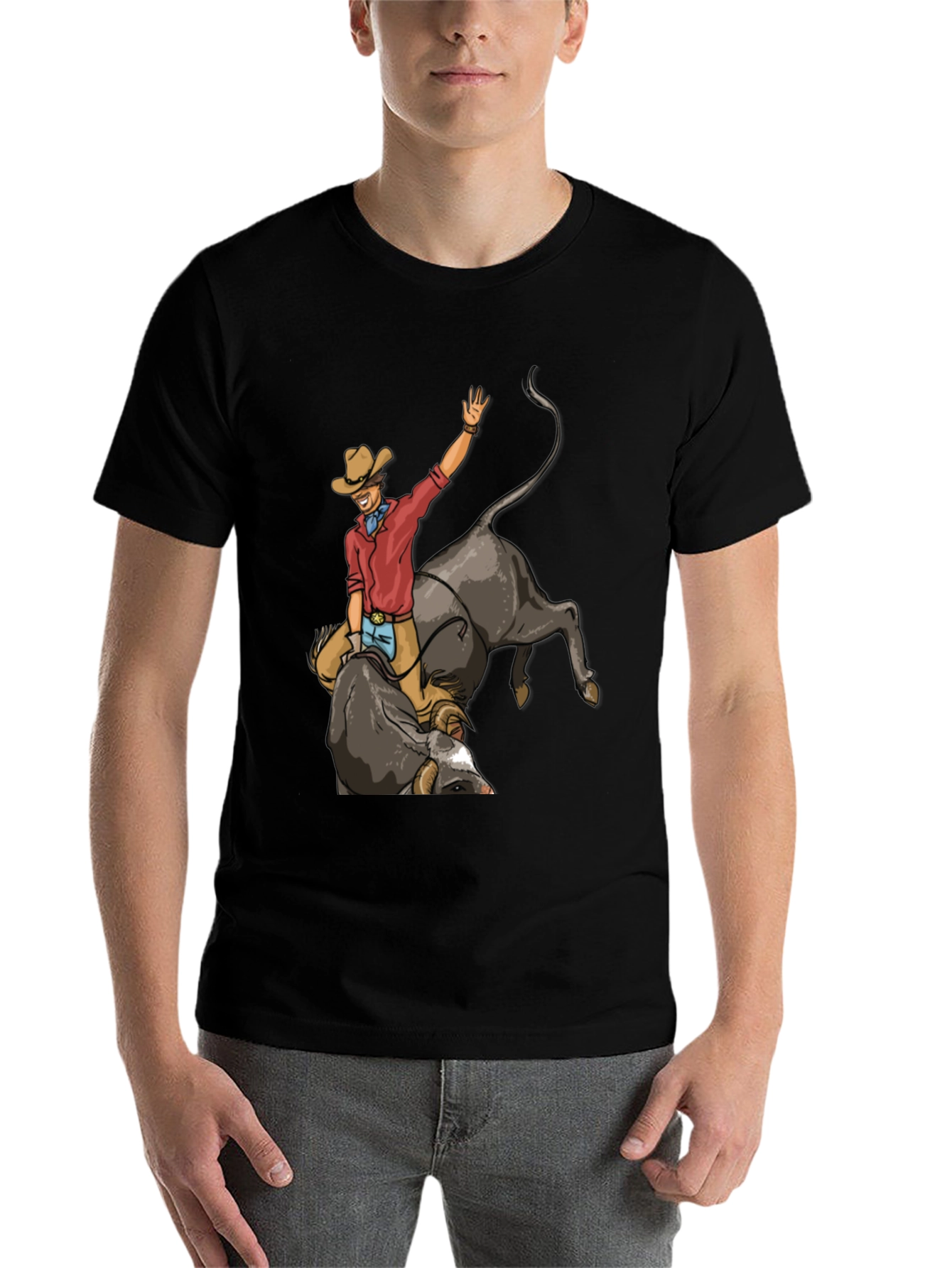 Black Rodeo Rider Graphic T-Shirt - Western Style view 7