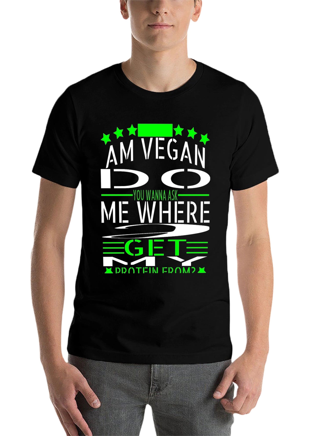 Black Vegan Protein T-Shirt - Funny Vegan Gift view 7