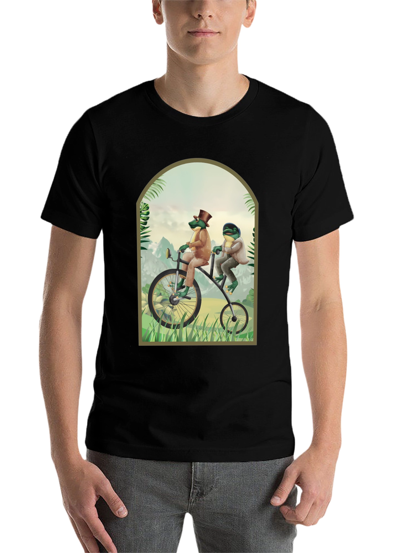 Black Frogs on a Bike T-Shirt view 7