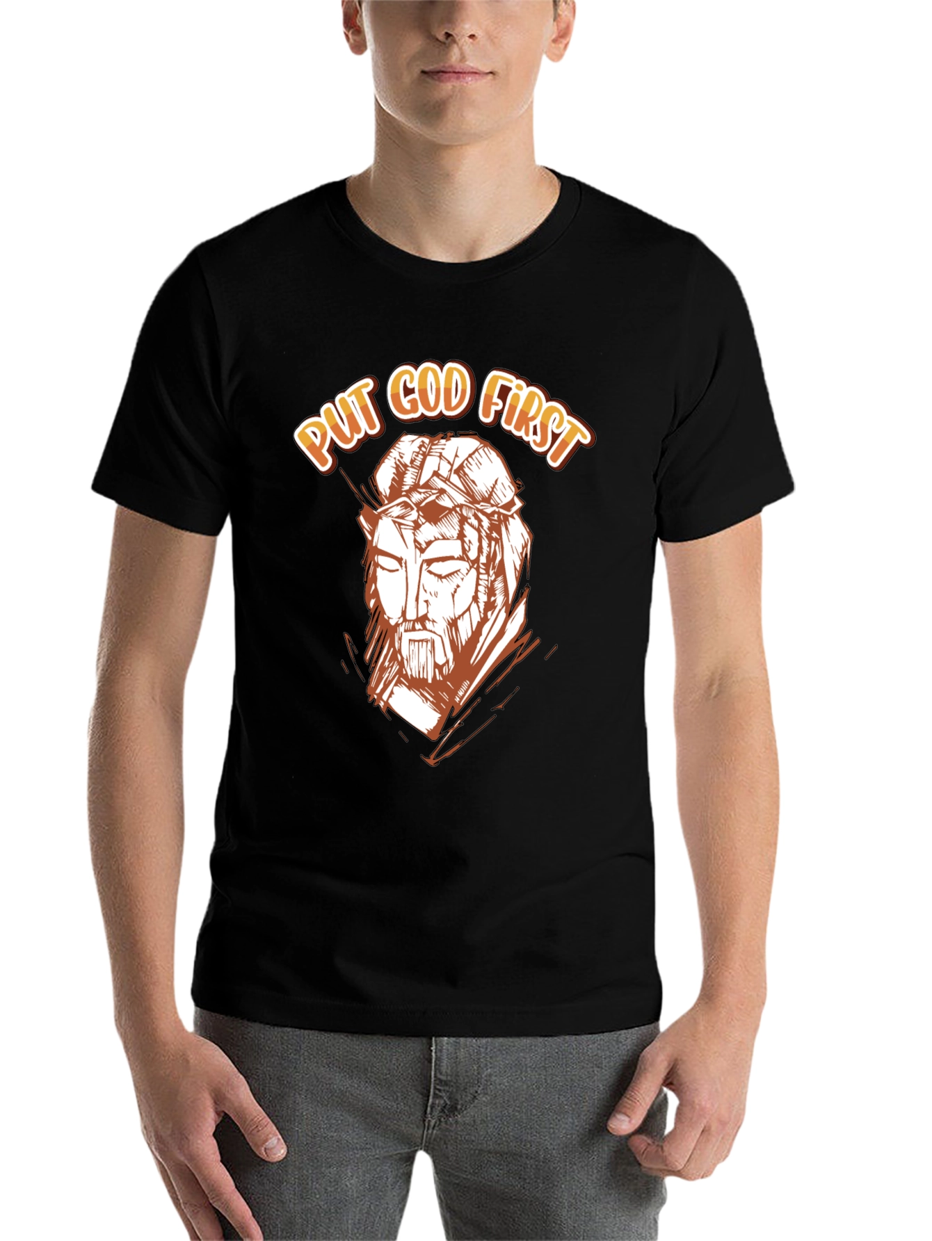 Black Put God First Graphic Tee - Religious T-Shirt view 7