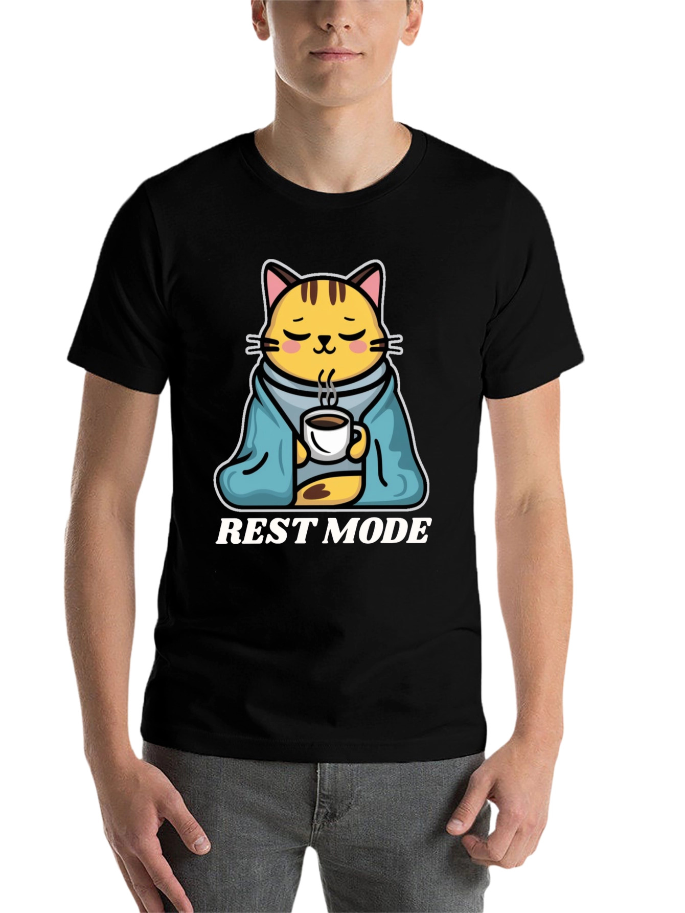 Black Rest Mode Cat T-Shirt view 7