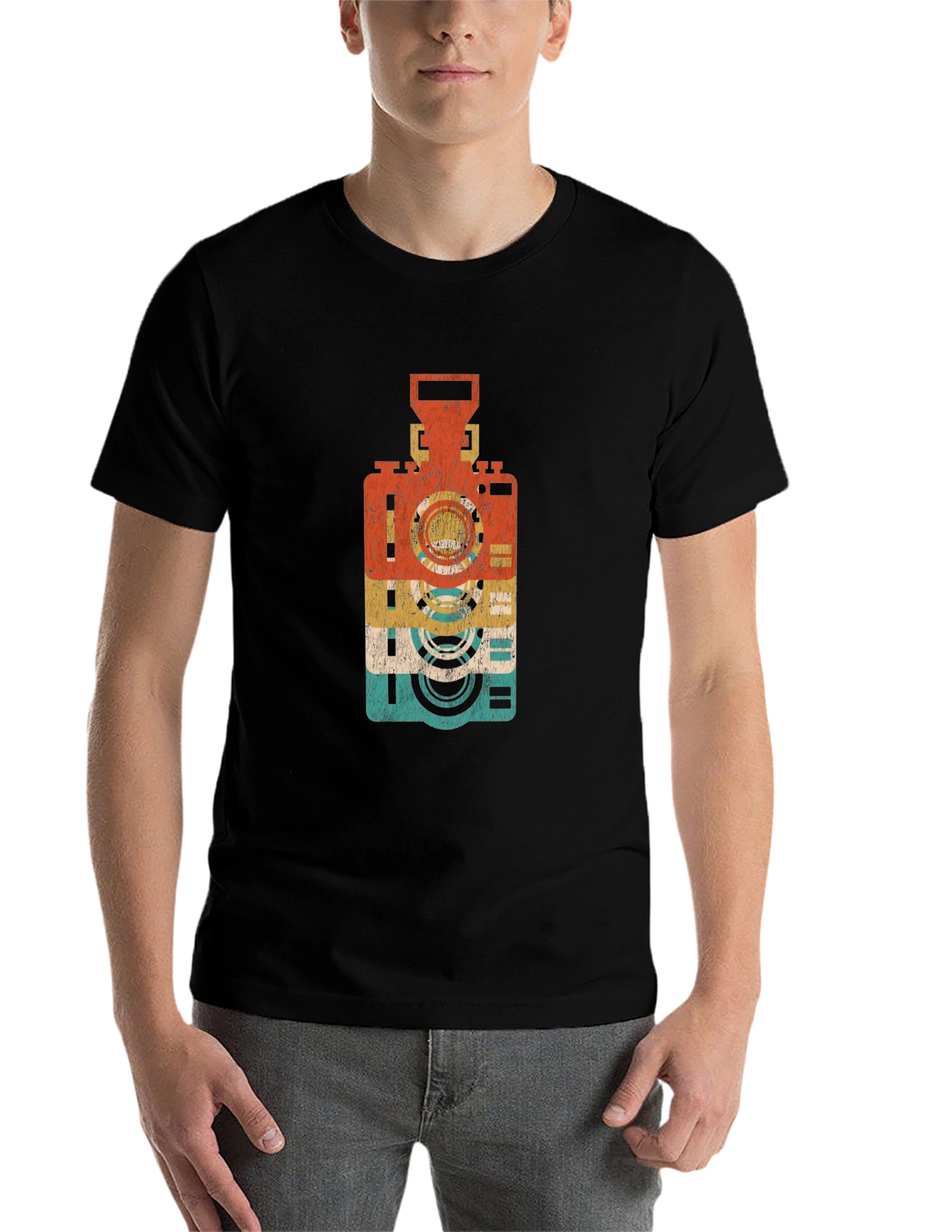 Black Retro Camera Graphic Tee - Cool Vintage Style view 7