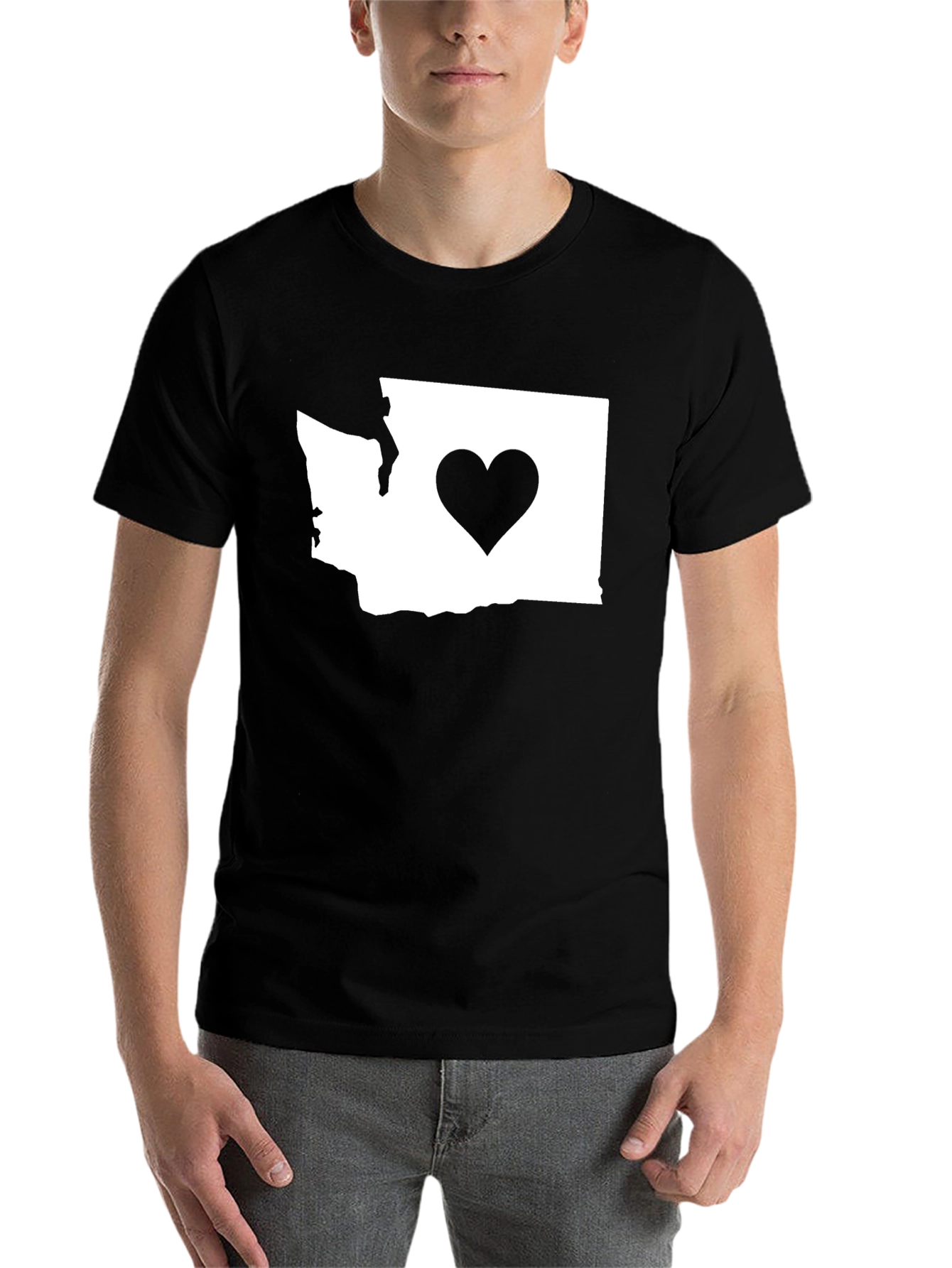 Black Washington State Heart T-Shirt - Black view 7