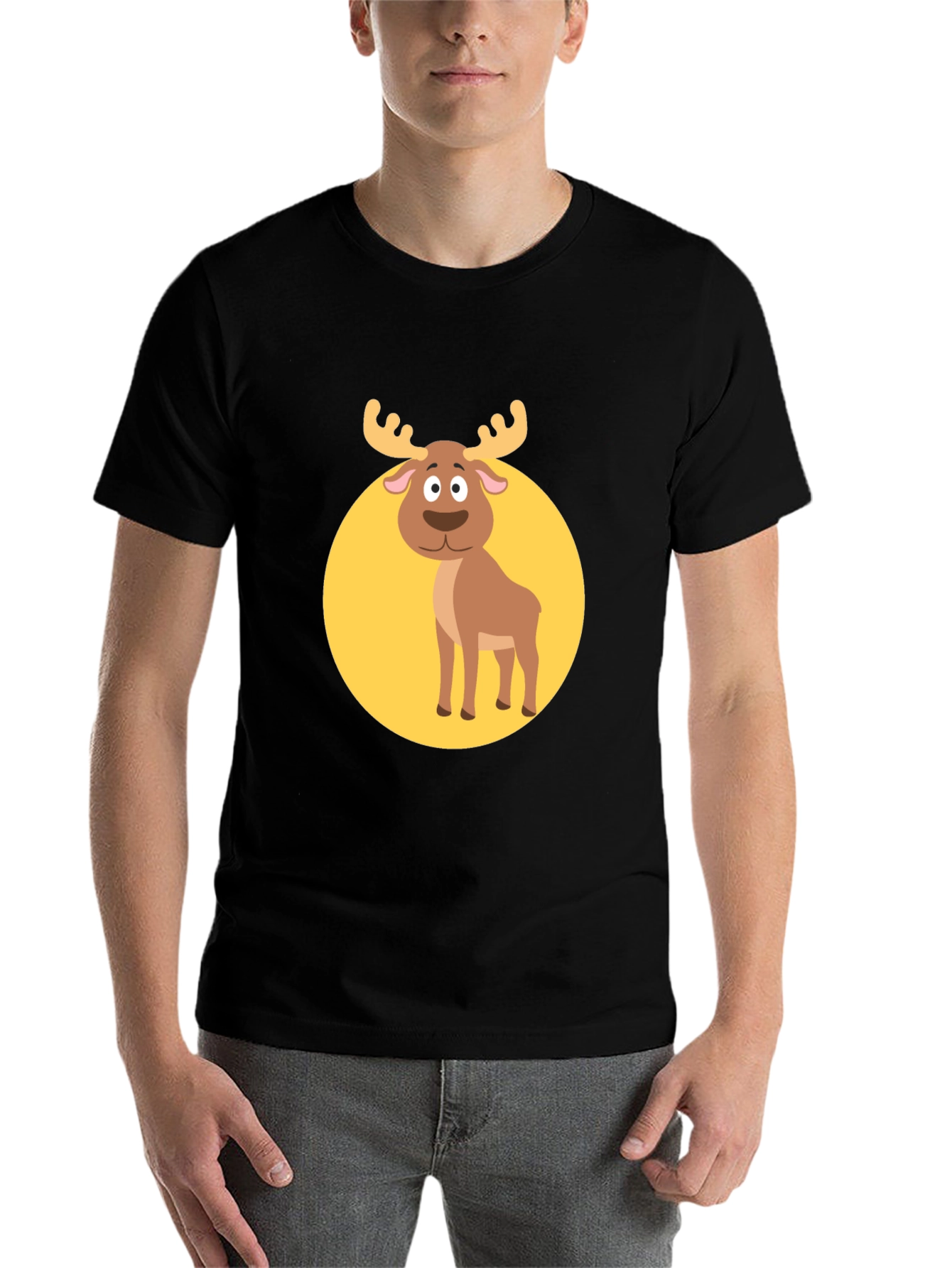 Black Funny Moose Graphic Tee -  Black T-Shirt view 7