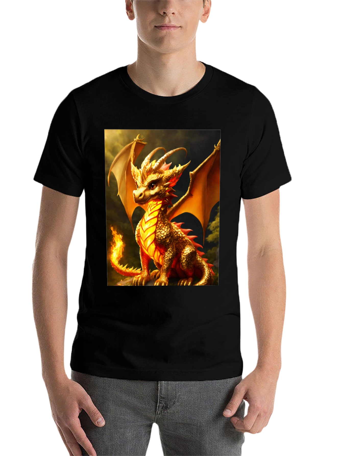 Black Dragon Graphic Tee - Black Cotton Blend T-Shirt view 7