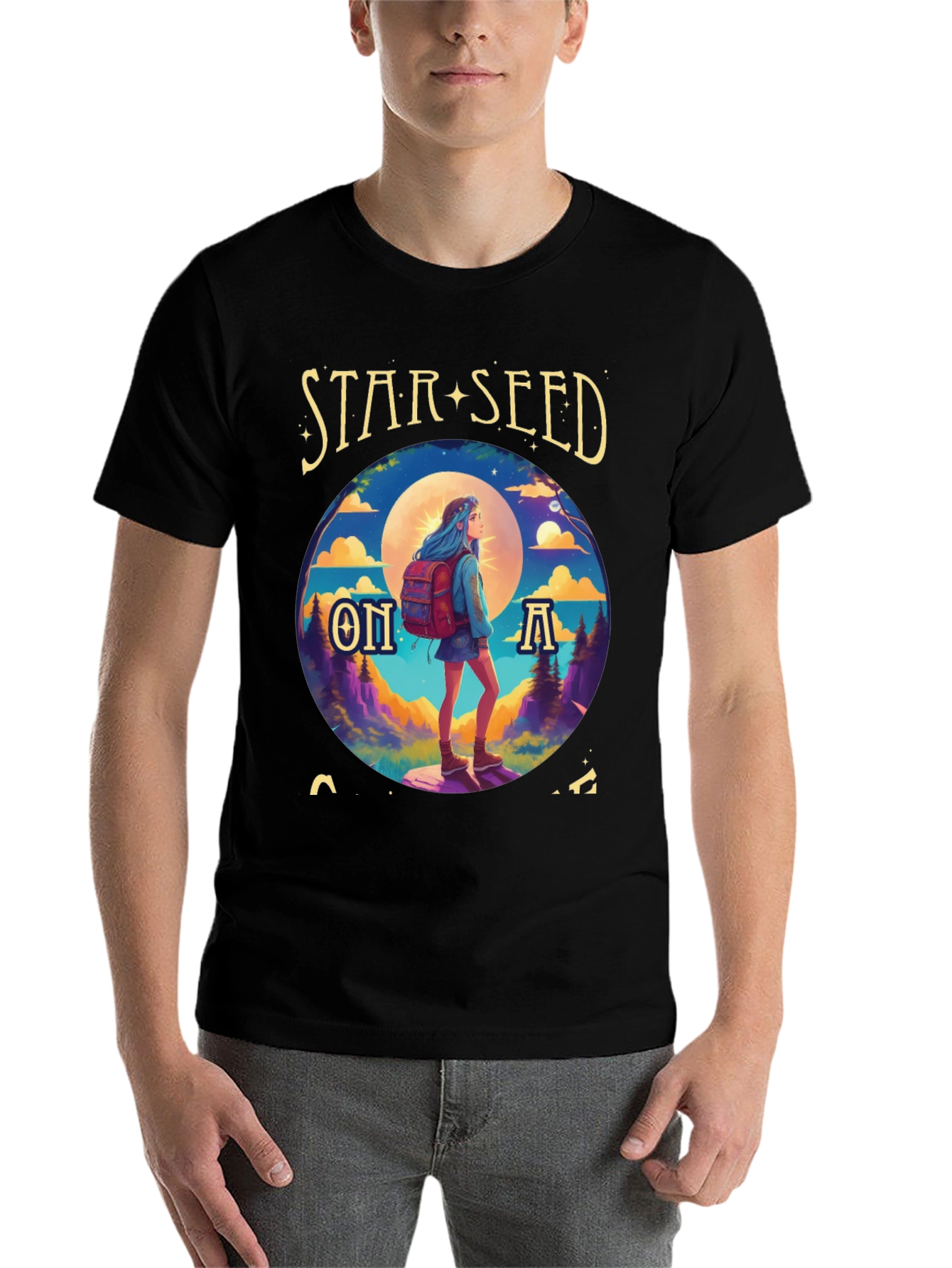 Black Star Seed On A Hike Graphic Tee view 7