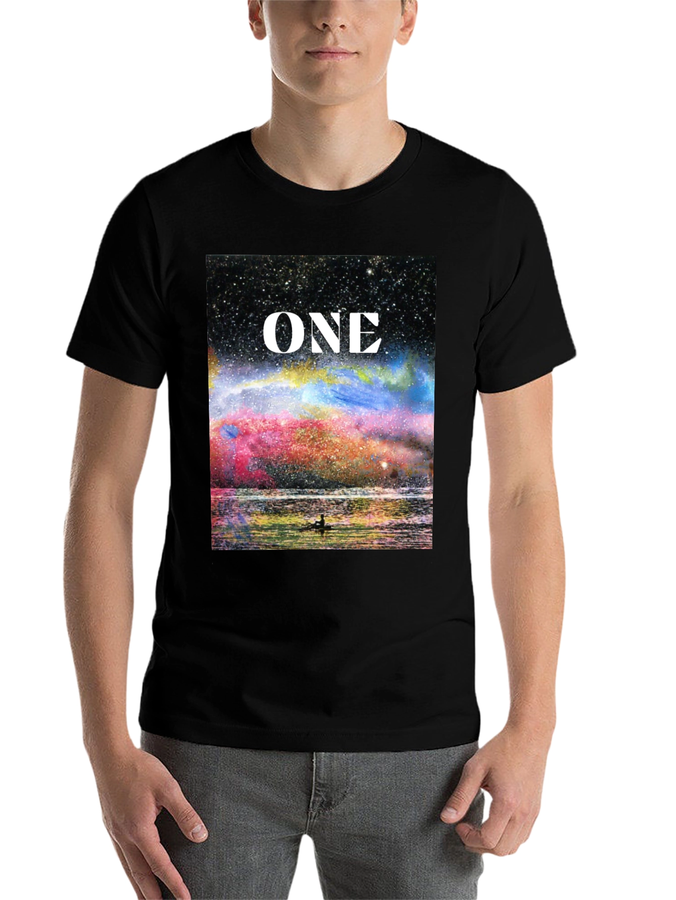 Black One Galaxy T-Shirt - Celestial Design Black Tee view 7