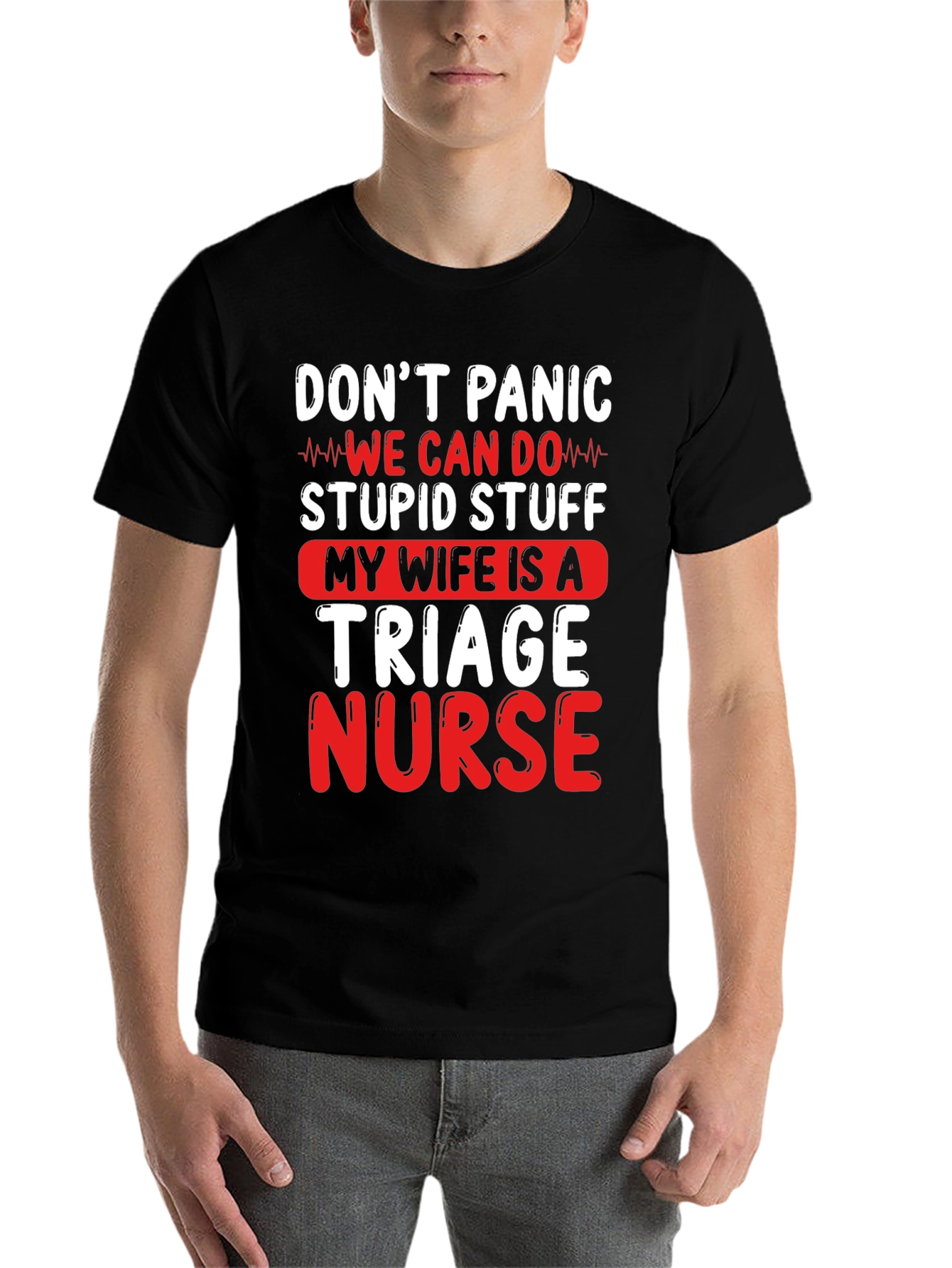 Black Don't Panic Triage Nurse Graphic Tee view 7
