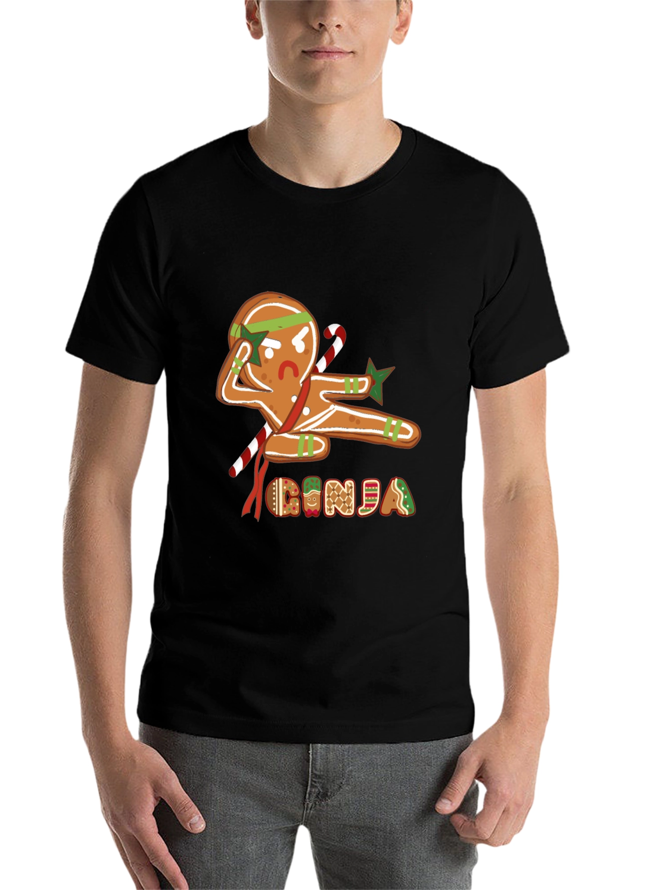 Black Gingerbread Ninja Graphic T-Shirt - Holiday Fun view 7