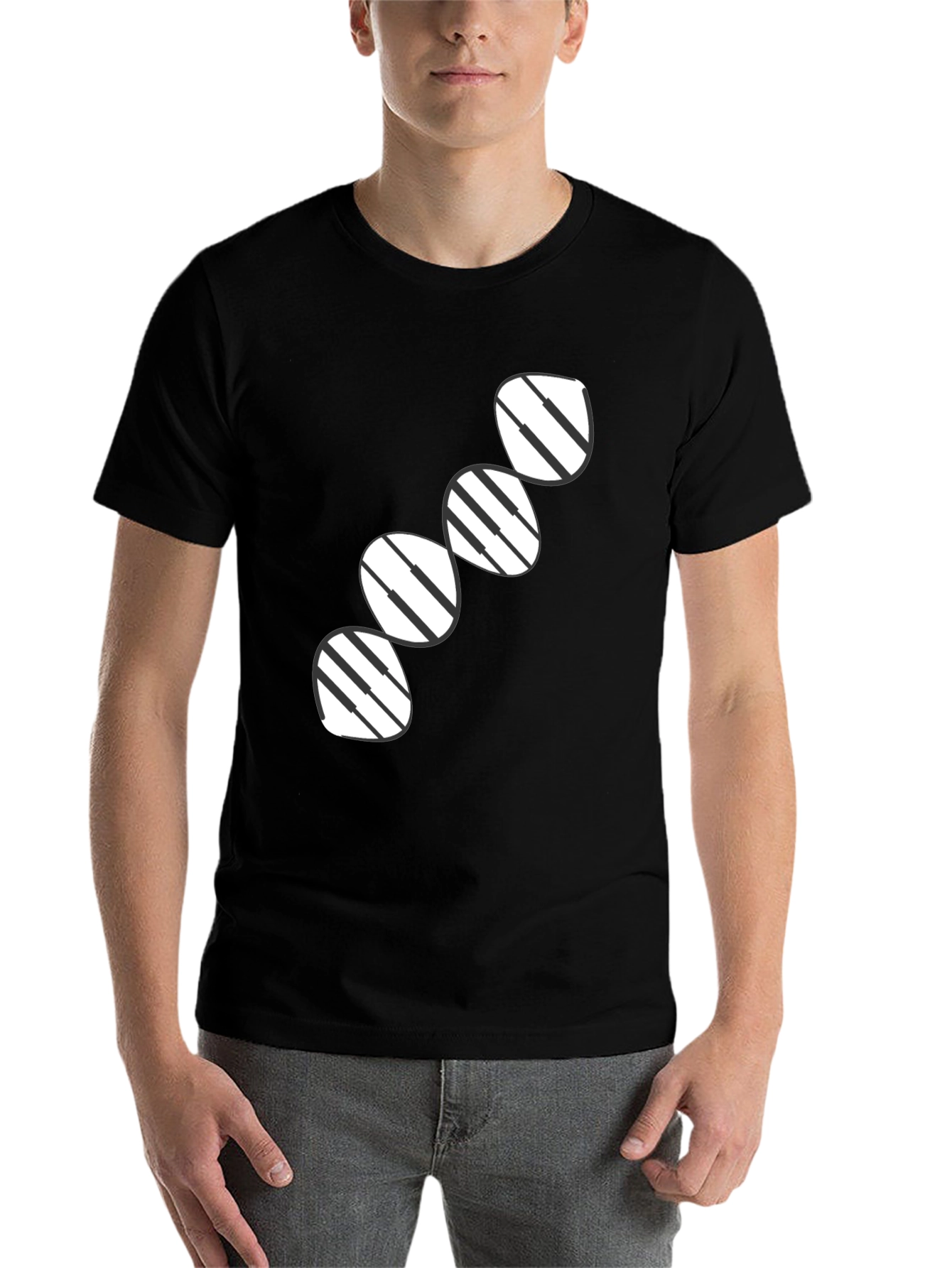 Black Abstract Striped Circle Design Black T-Shirt view 7