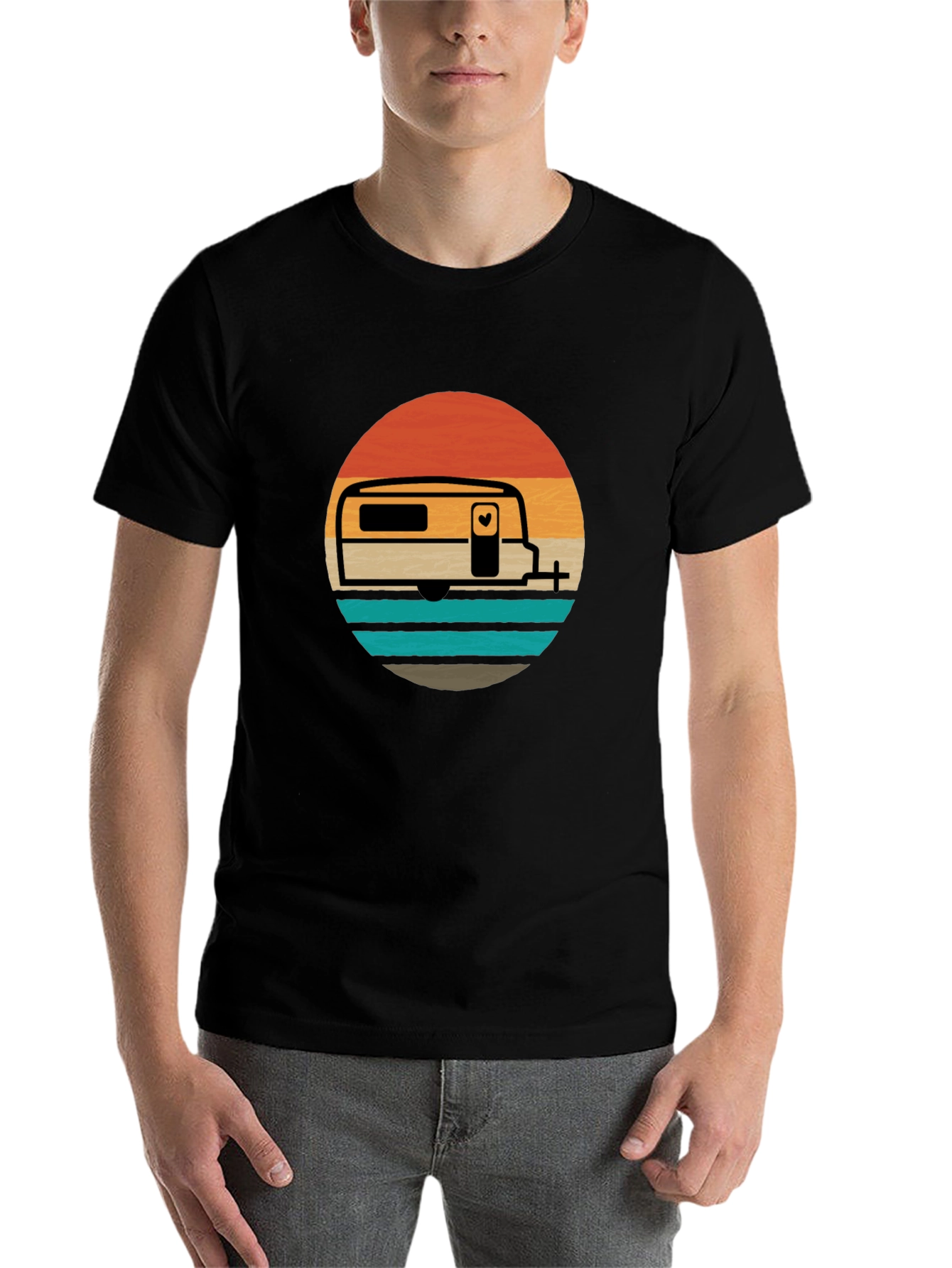 Black Retro Camper Van Graphic Tee - Adventure Awaits! view 7