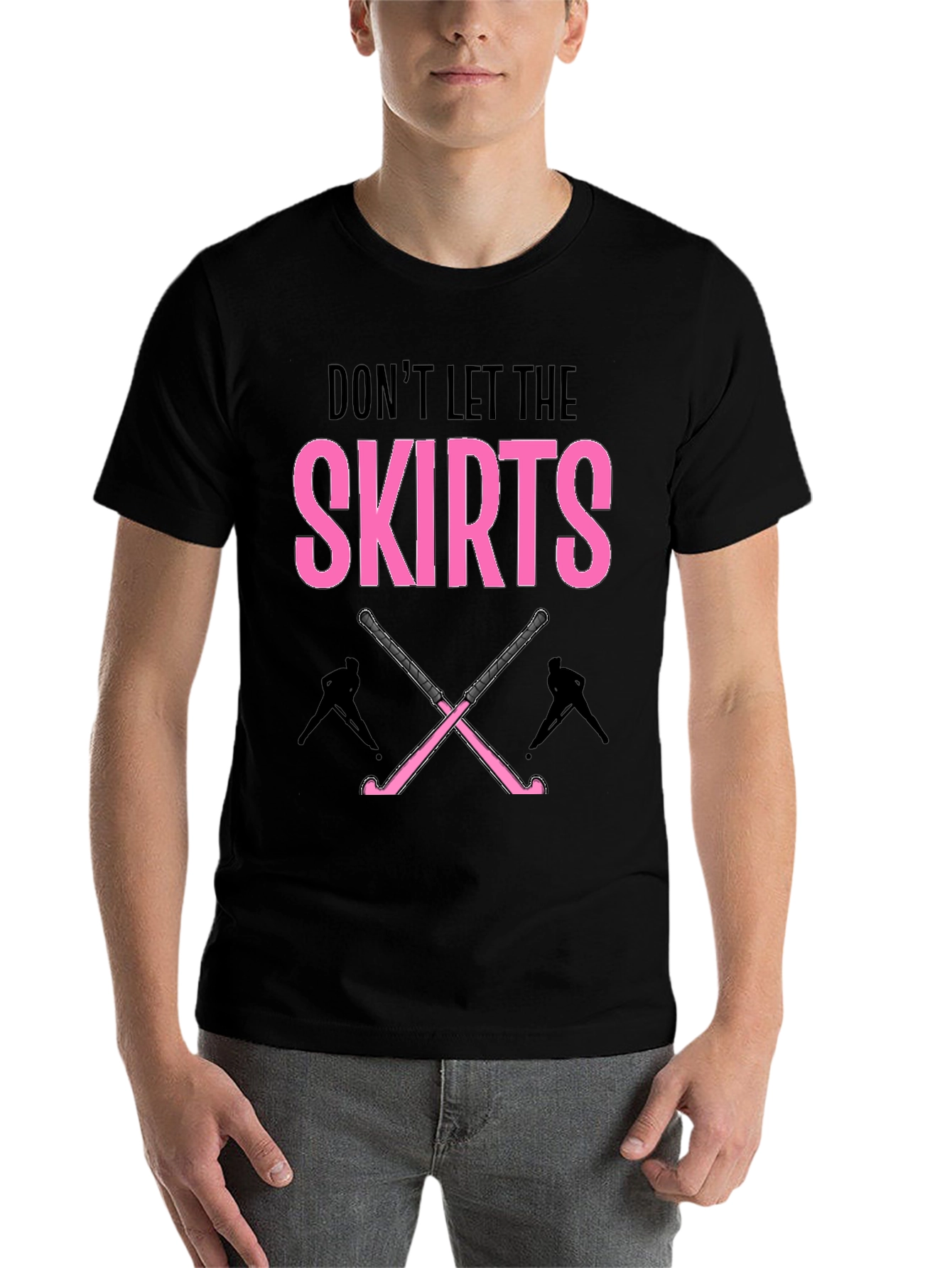 Black Don't Let The Skirts Hockey T-Shirt view 7
