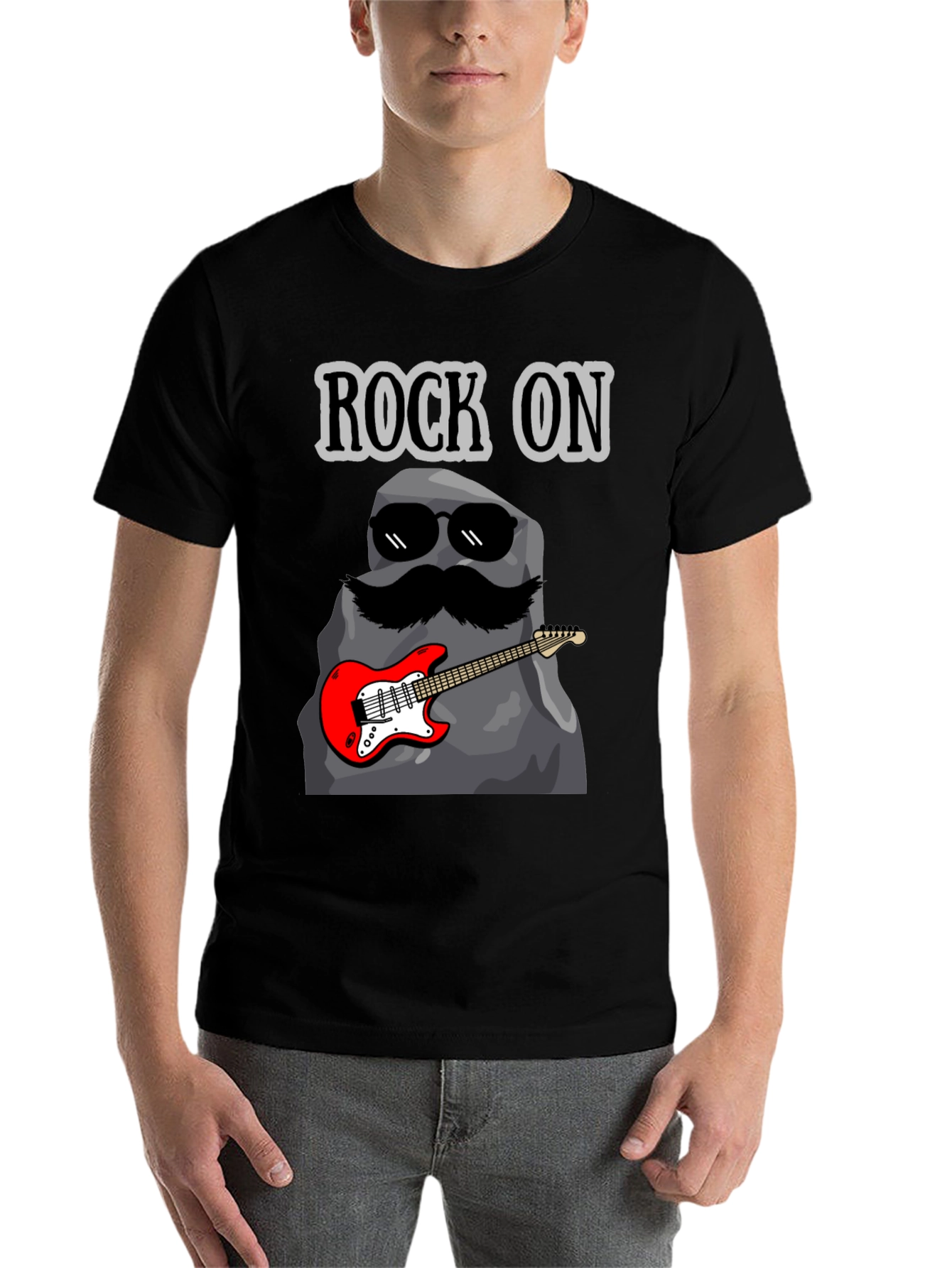 Black Rock On Graphic Tee - Funny Music Lover T-Shirt view 7
