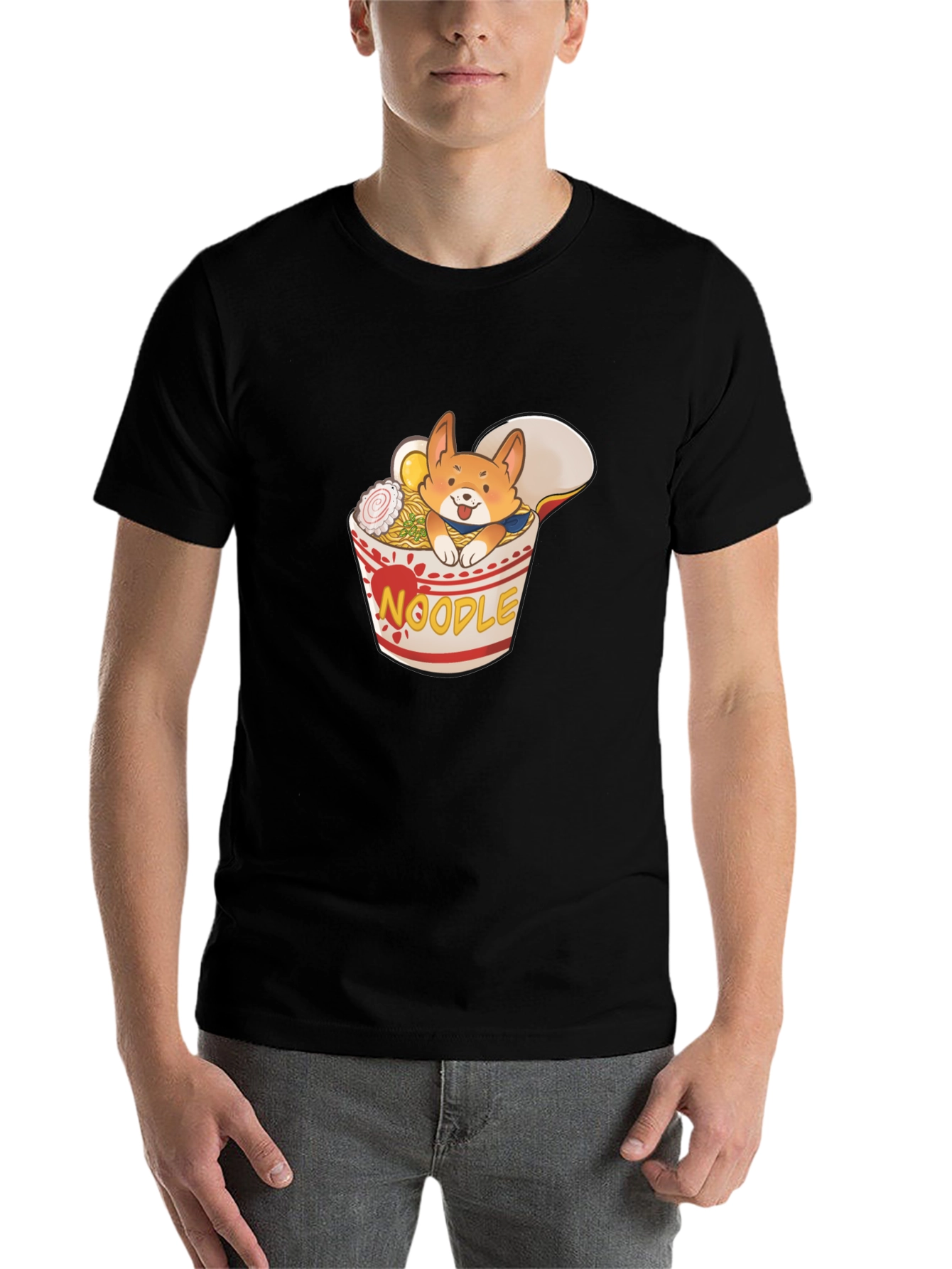Black Noodle Corgi T-Shirt - Ramen Dog Tee view 7