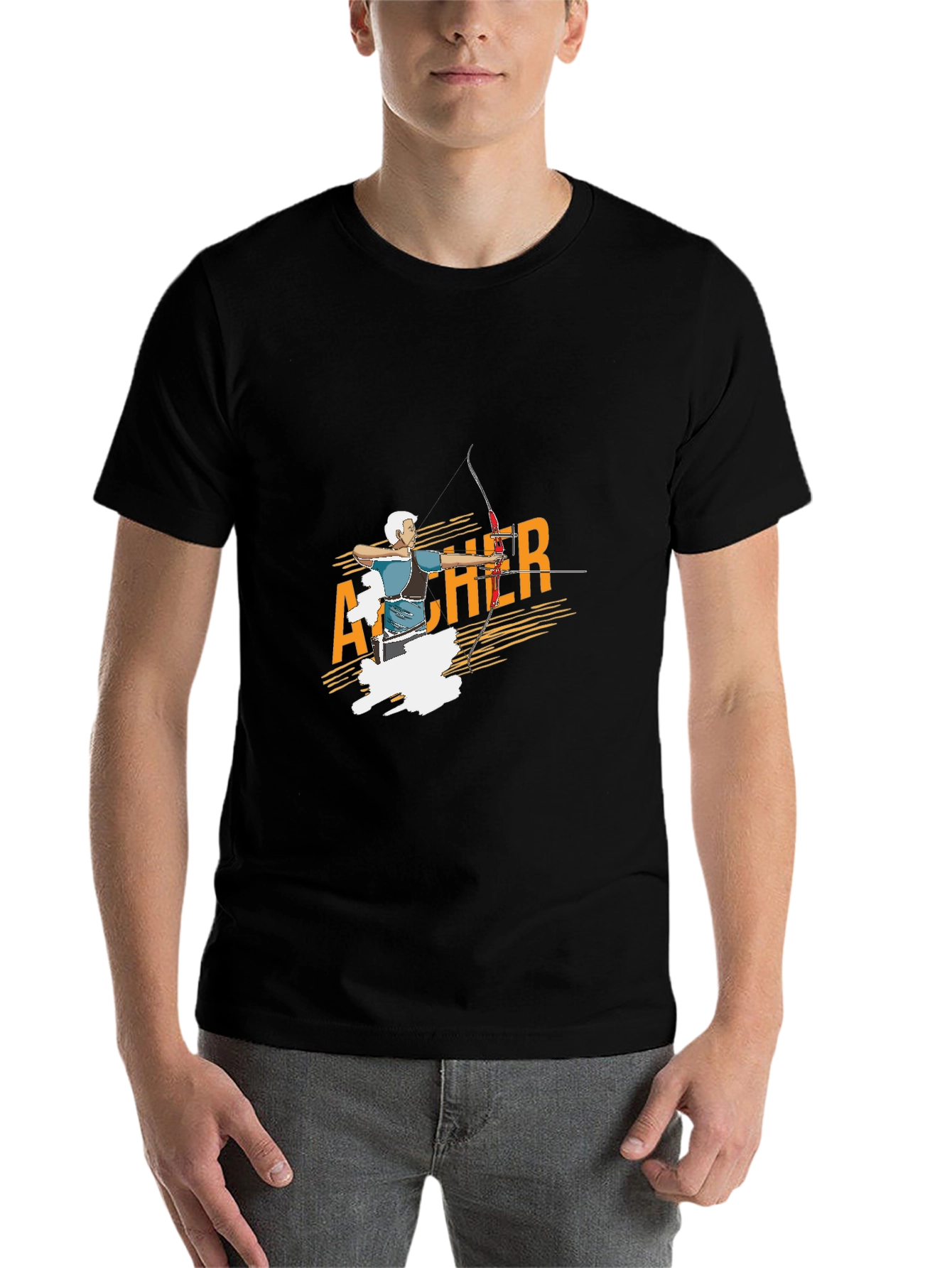 Black Archer Graphic T-Shirt - Sporty Tee for Men view 7
