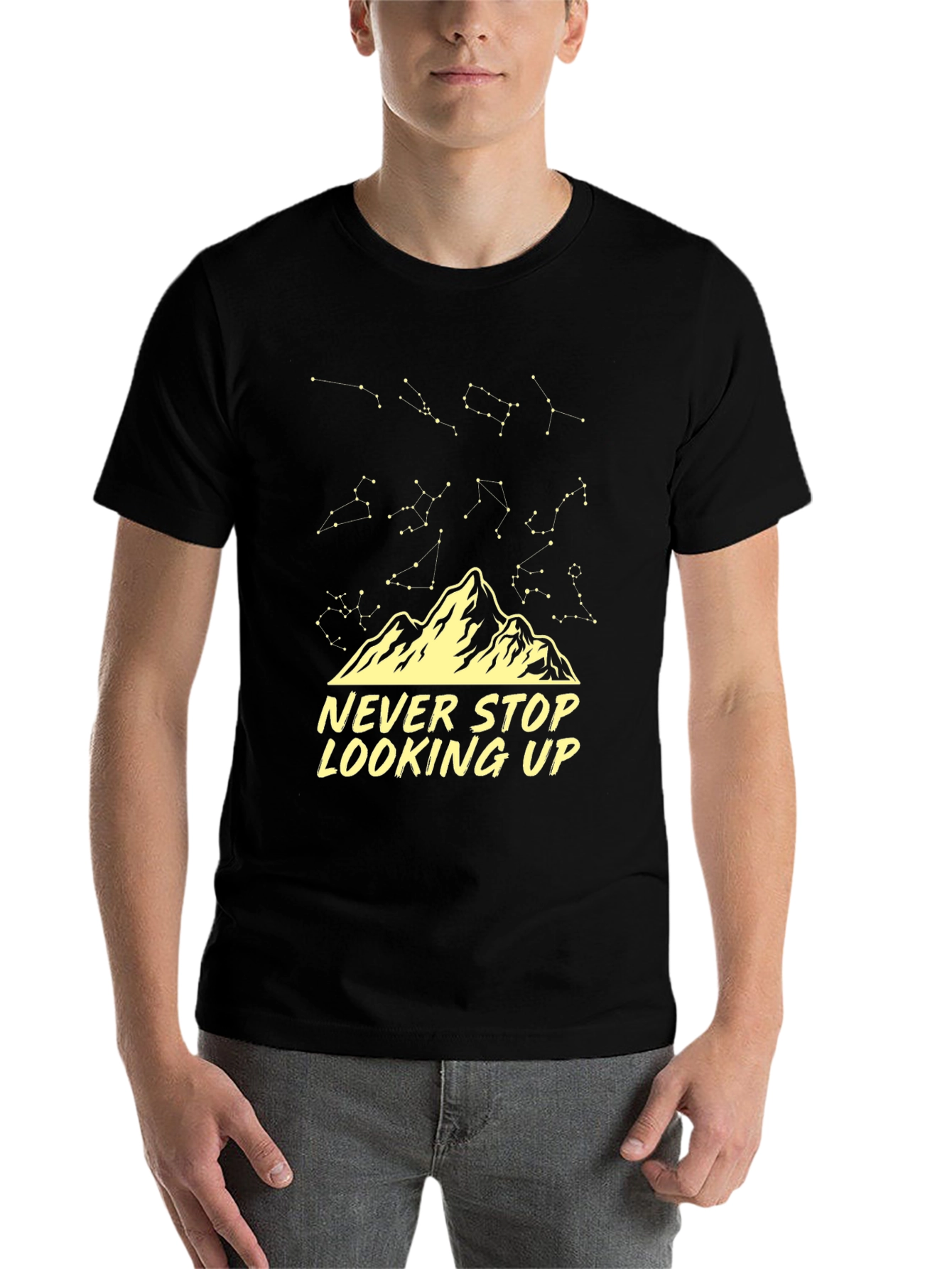 Black Never Stop Looking Up Constellation T-Shirt view 7